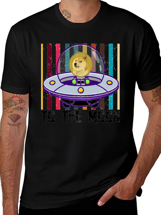 Doge to the Moon T-Shirt Crypto Black Cotton Tee