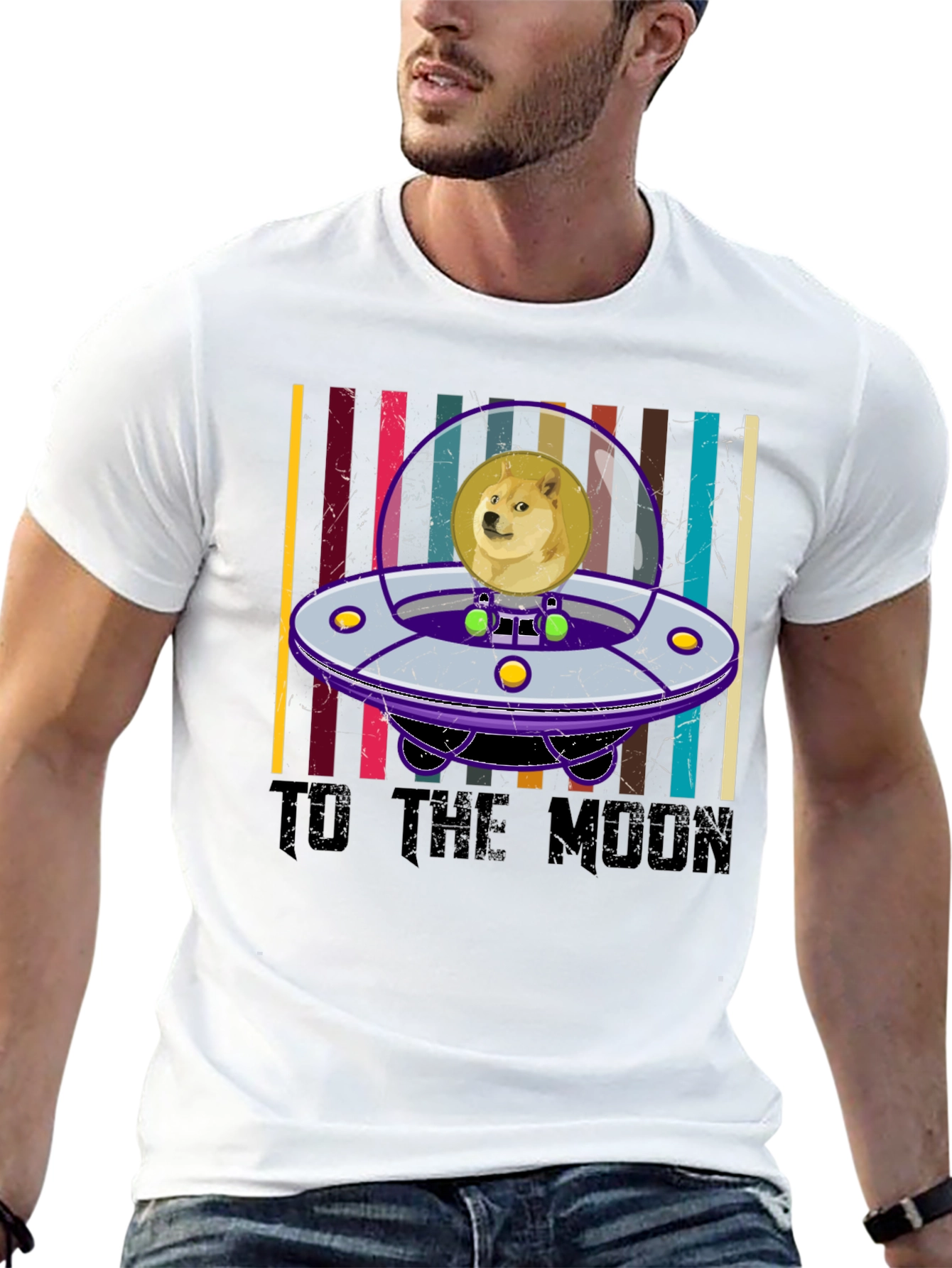 Doge to the Moon T-Shirt Crypto Black Cotton Tee