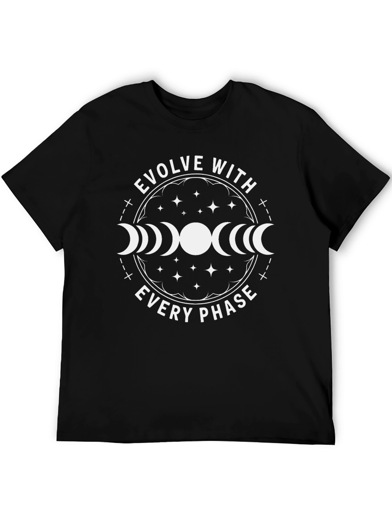 Evolve with Every Phase Black Graphic Tee