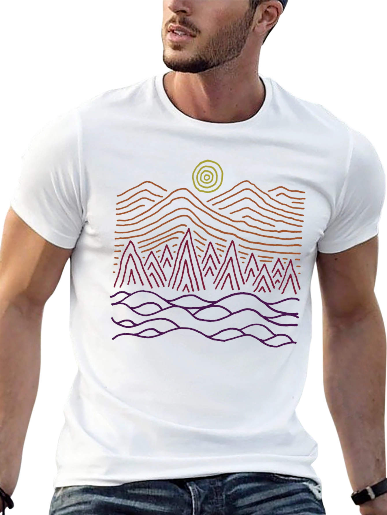 Abstract Mountain Landscape Tee - Graphic Print Shirt
