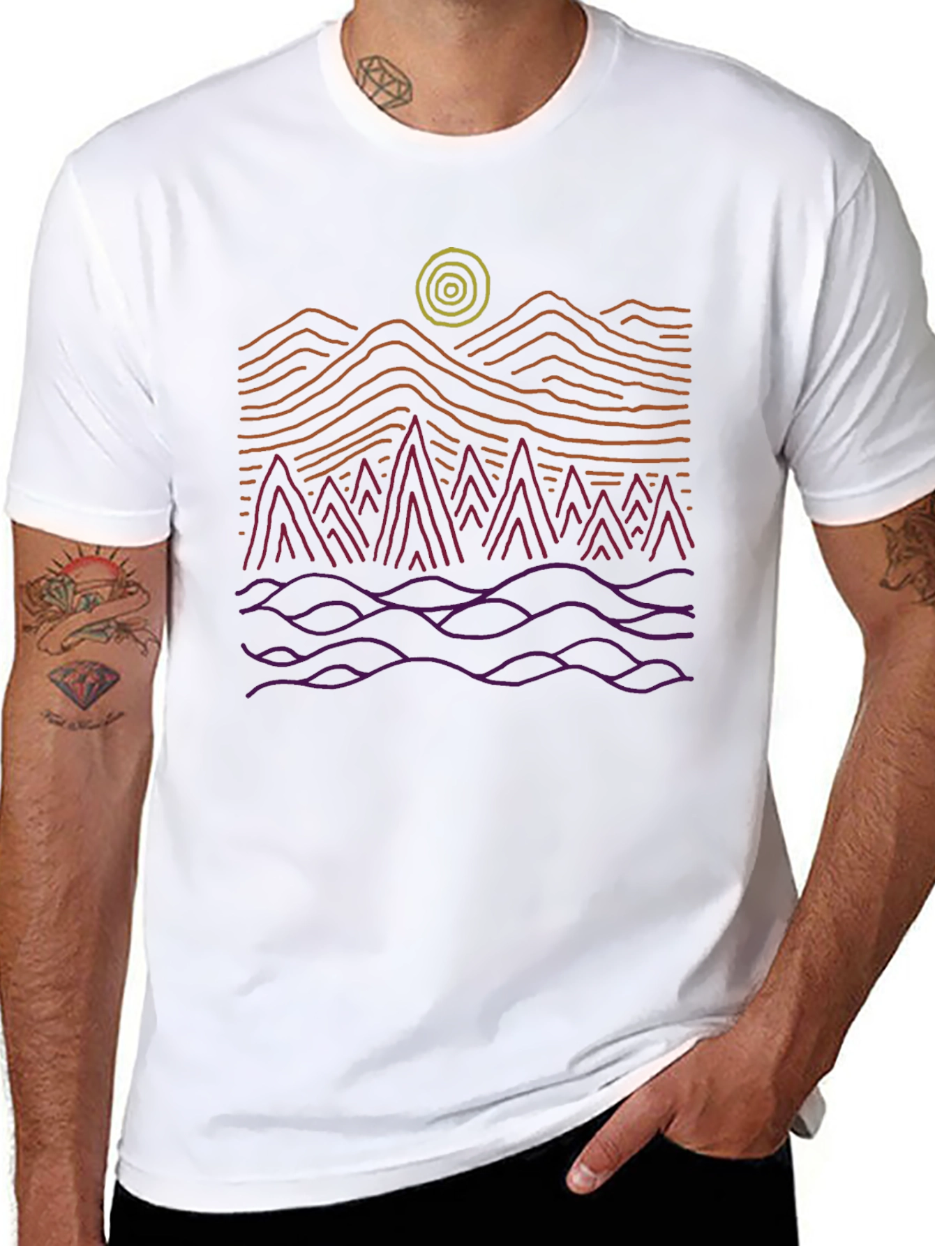 Abstract Mountain Landscape Tee - Graphic Print Shirt
