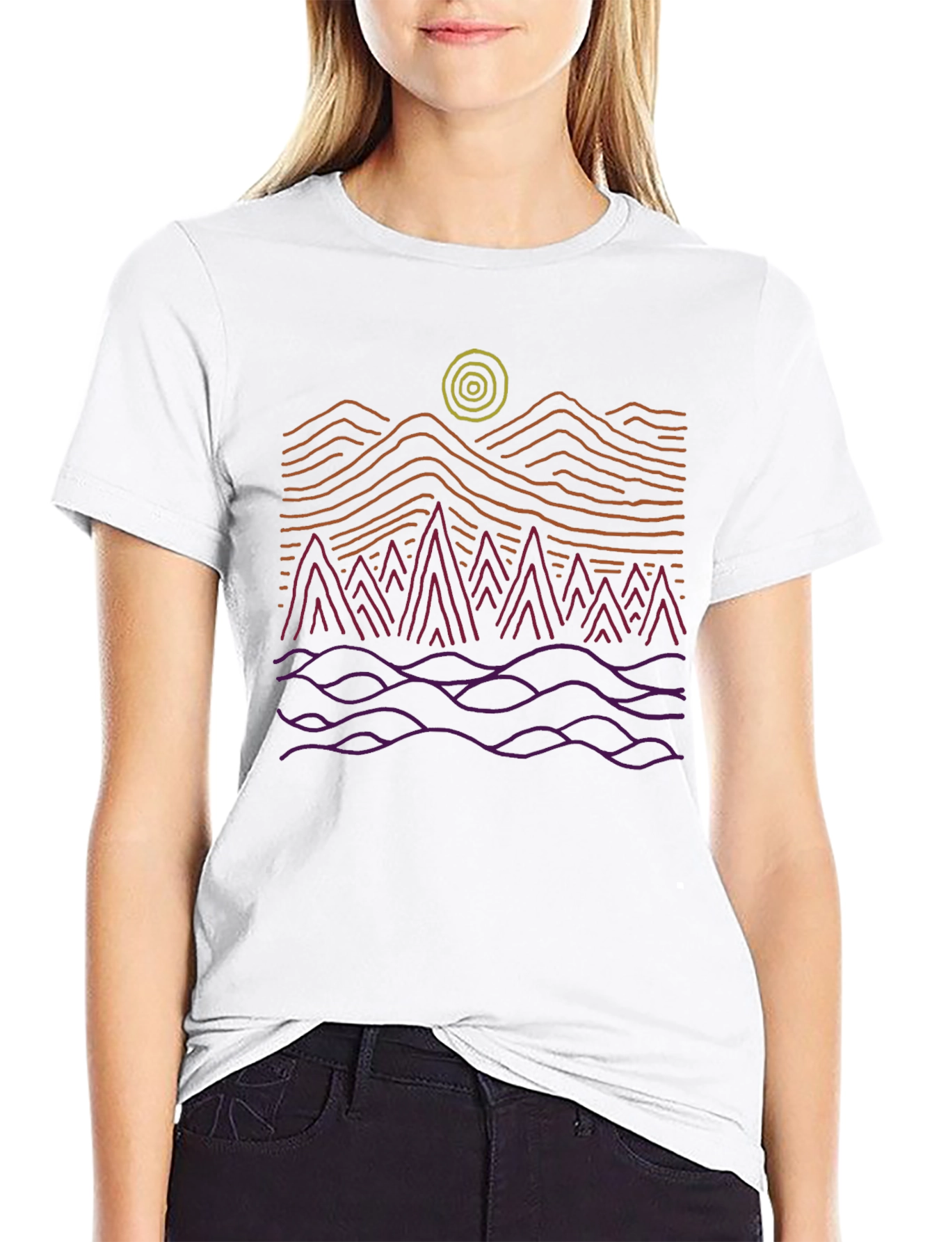 Abstract Mountain Landscape Tee - Graphic Print Shirt
