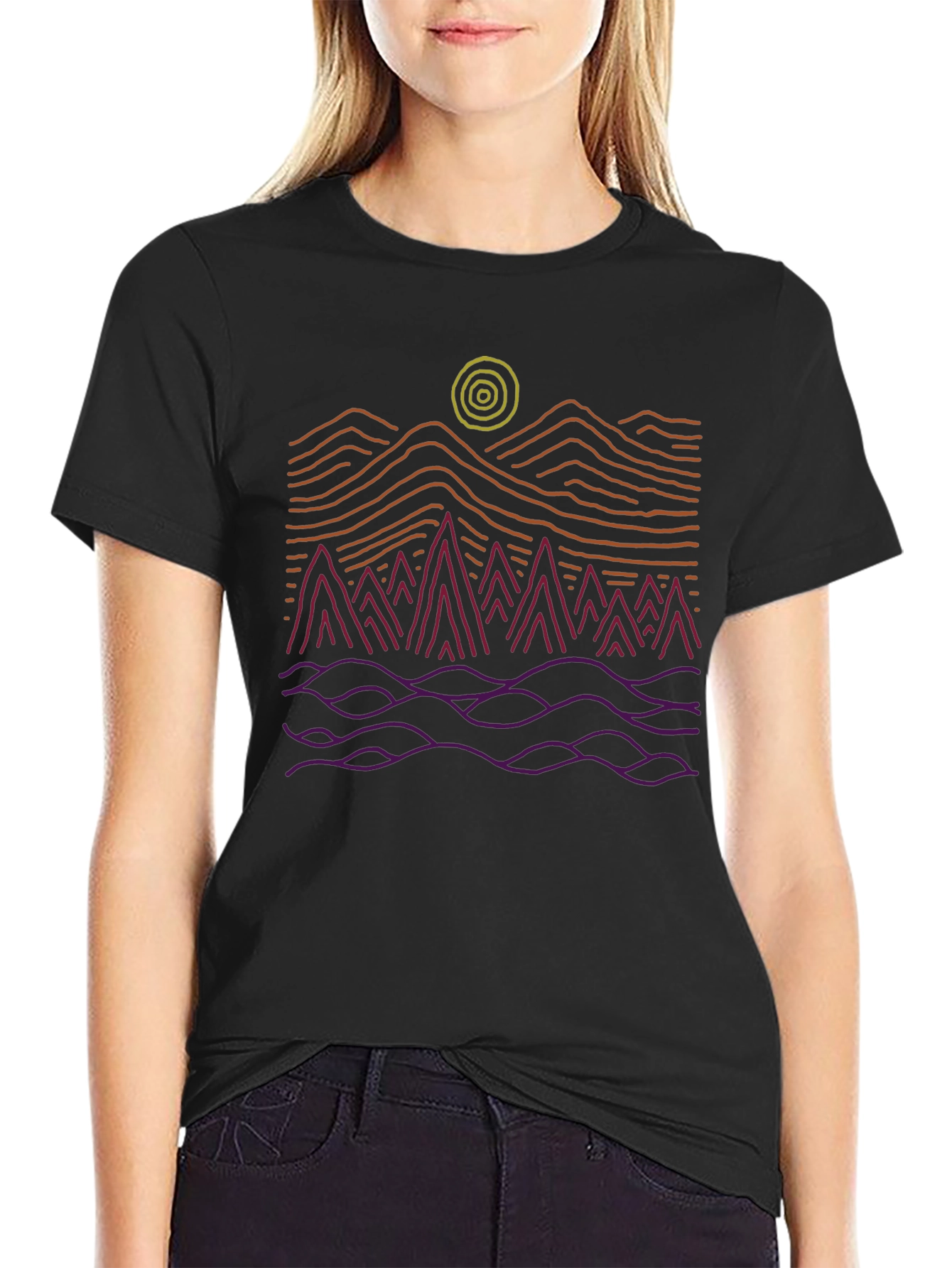 Abstract Mountain Landscape Tee - Graphic Print Shirt