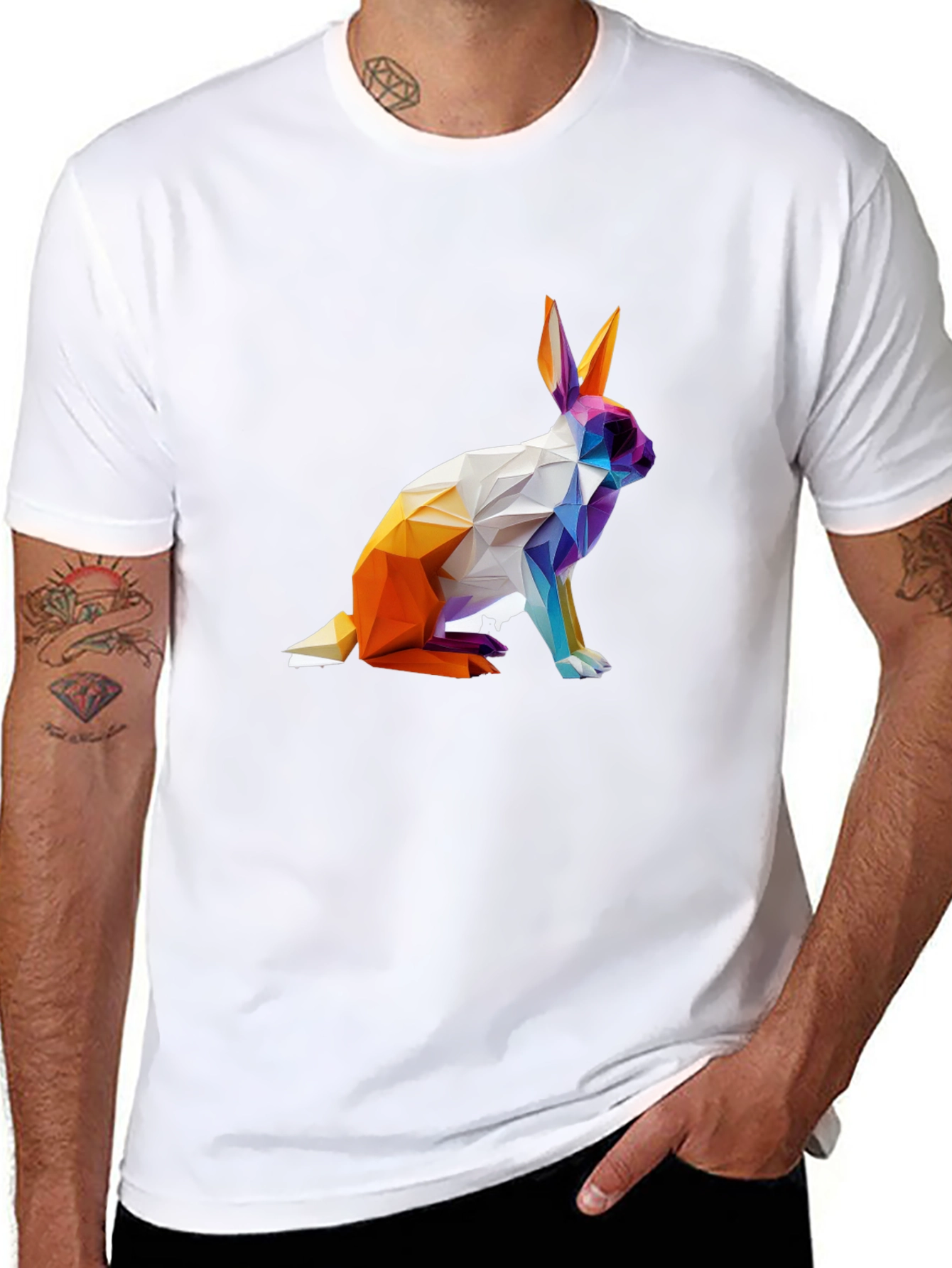 Geometric Rabbit Graphic T-Shirt