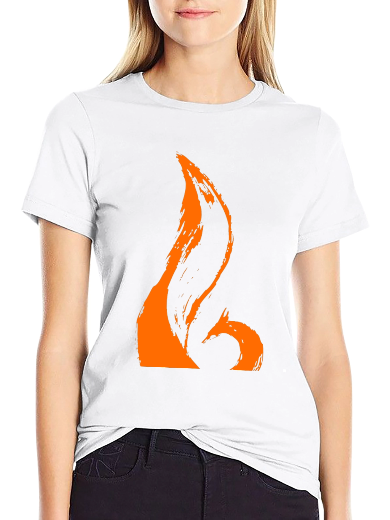 Black T-Shirt with Abstract Orange Graphic