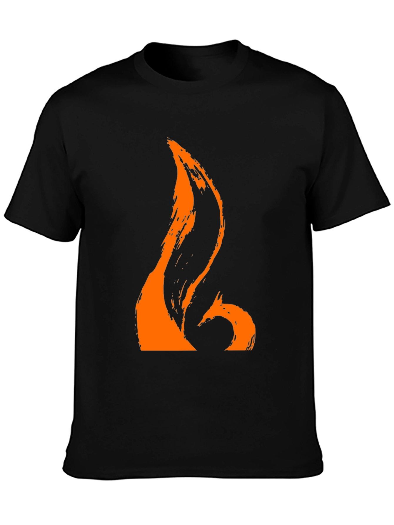 Black T-Shirt with Abstract Orange Graphic