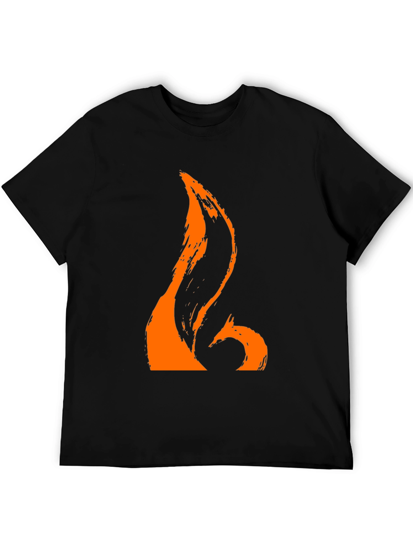 Black T-Shirt with Abstract Orange Graphic