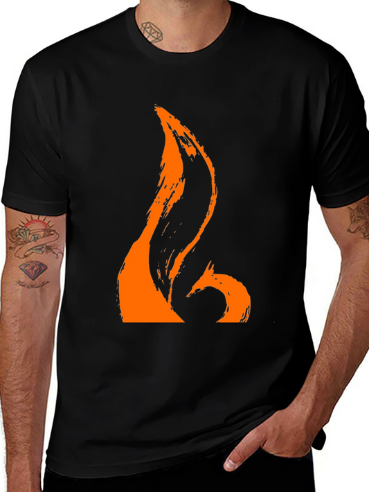 Black T-Shirt with Abstract Orange Graphic