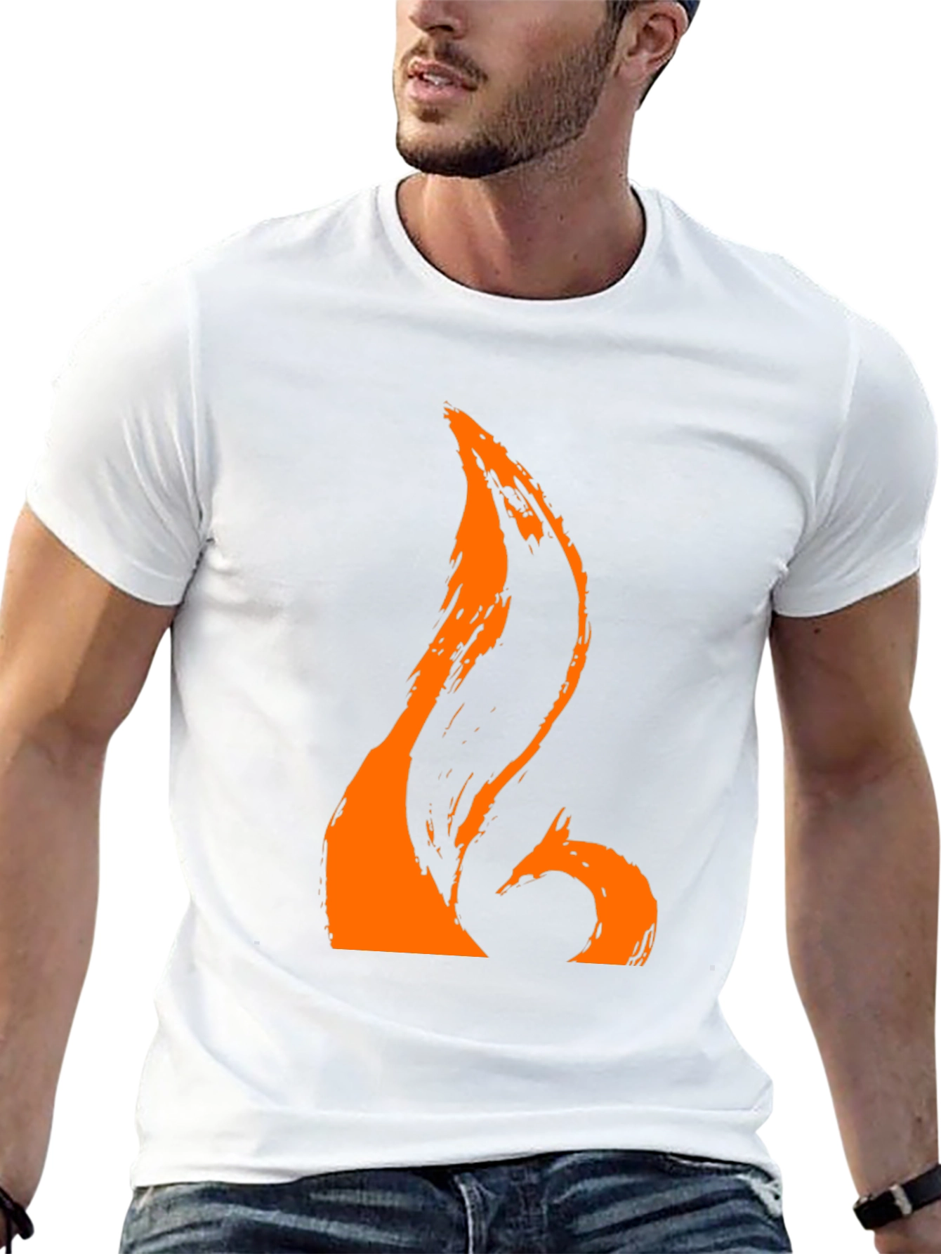 Black T-Shirt with Abstract Orange Graphic