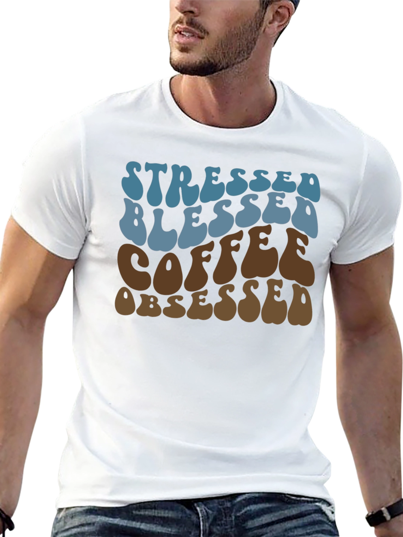 Stressed Blessed Coffee Obsessed Graphic Tee