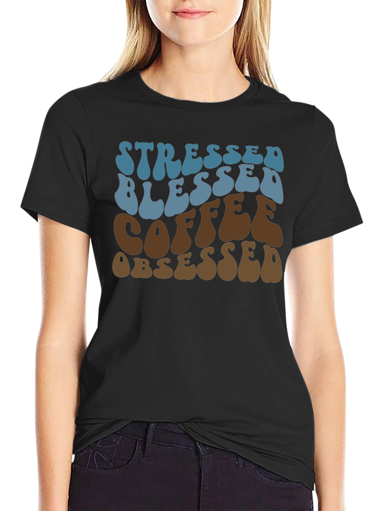 Stressed Blessed Coffee Obsessed Graphic Tee