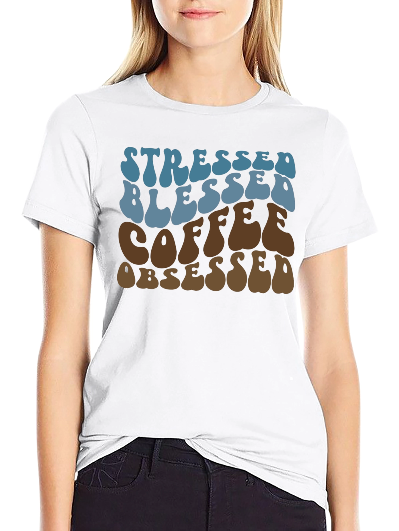 Stressed Blessed Coffee Obsessed Graphic Tee