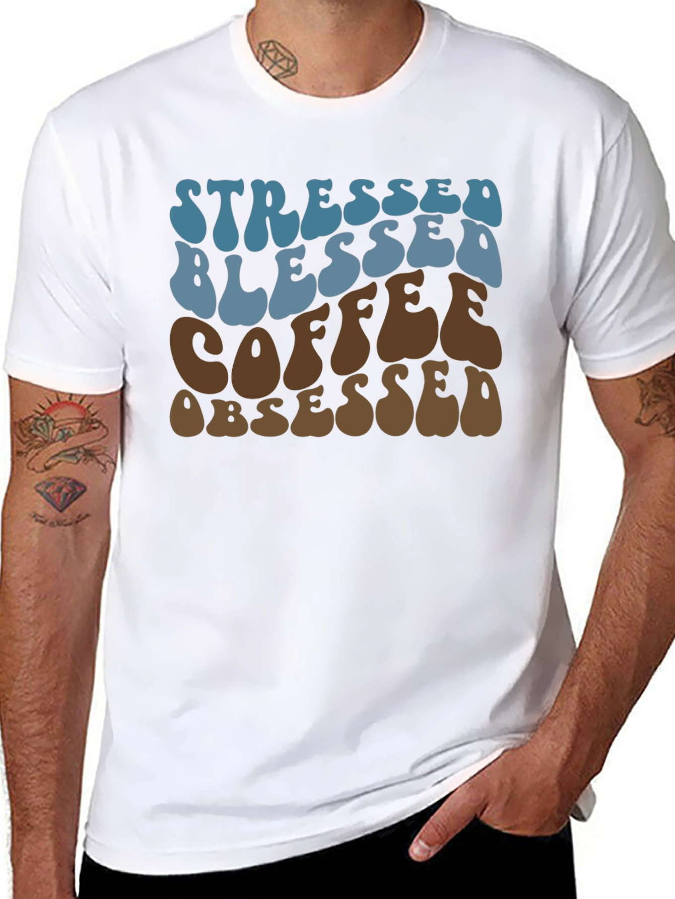 Stressed Blessed Coffee Obsessed Graphic Tee