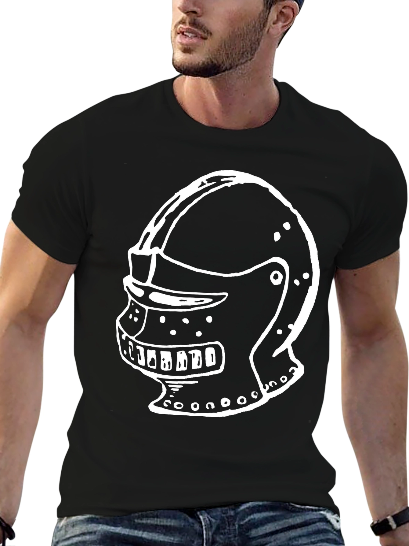 Knight Helmet Graphic T-Shirt - Black