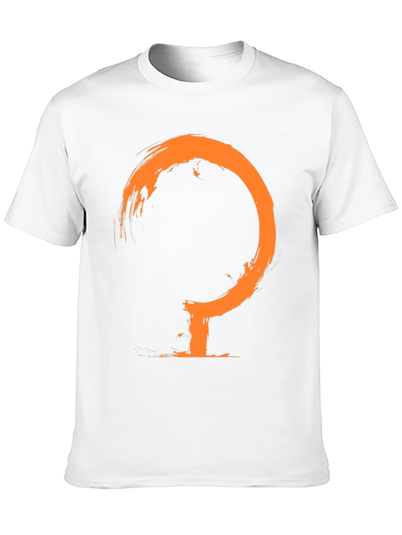 Mens Black T-Shirt with Abstract Orange Symbol