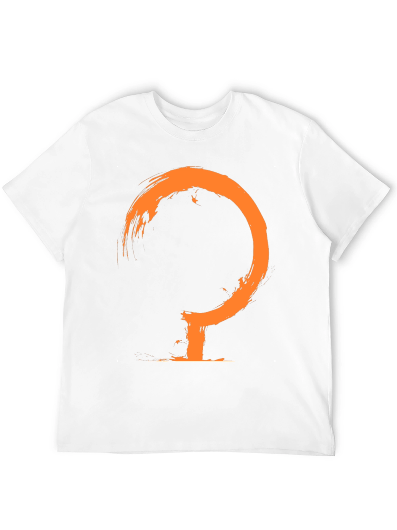 Mens Black T-Shirt with Abstract Orange Symbol