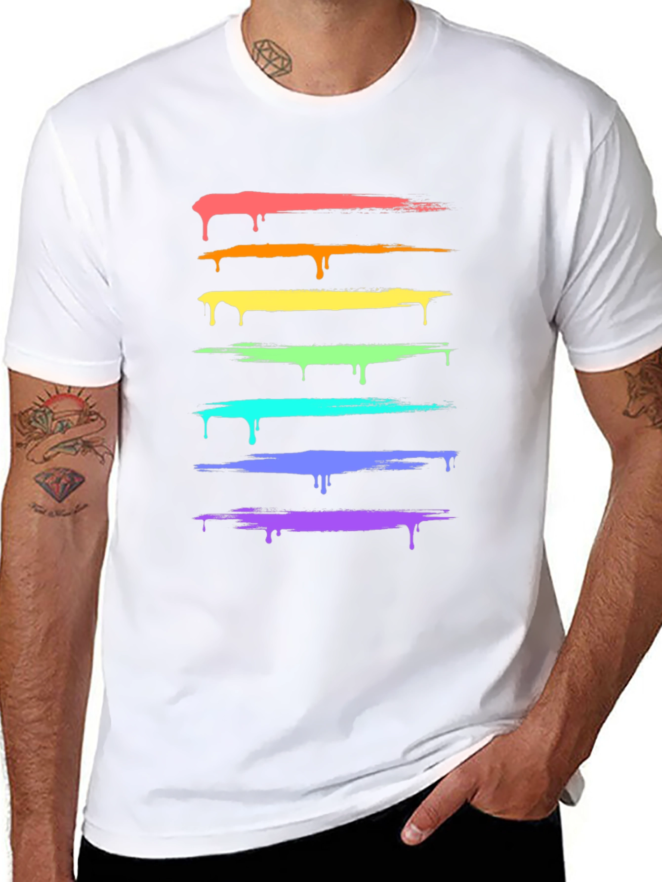 Rainbow Drip Tee - Stylish Graphic Print T-Shirt