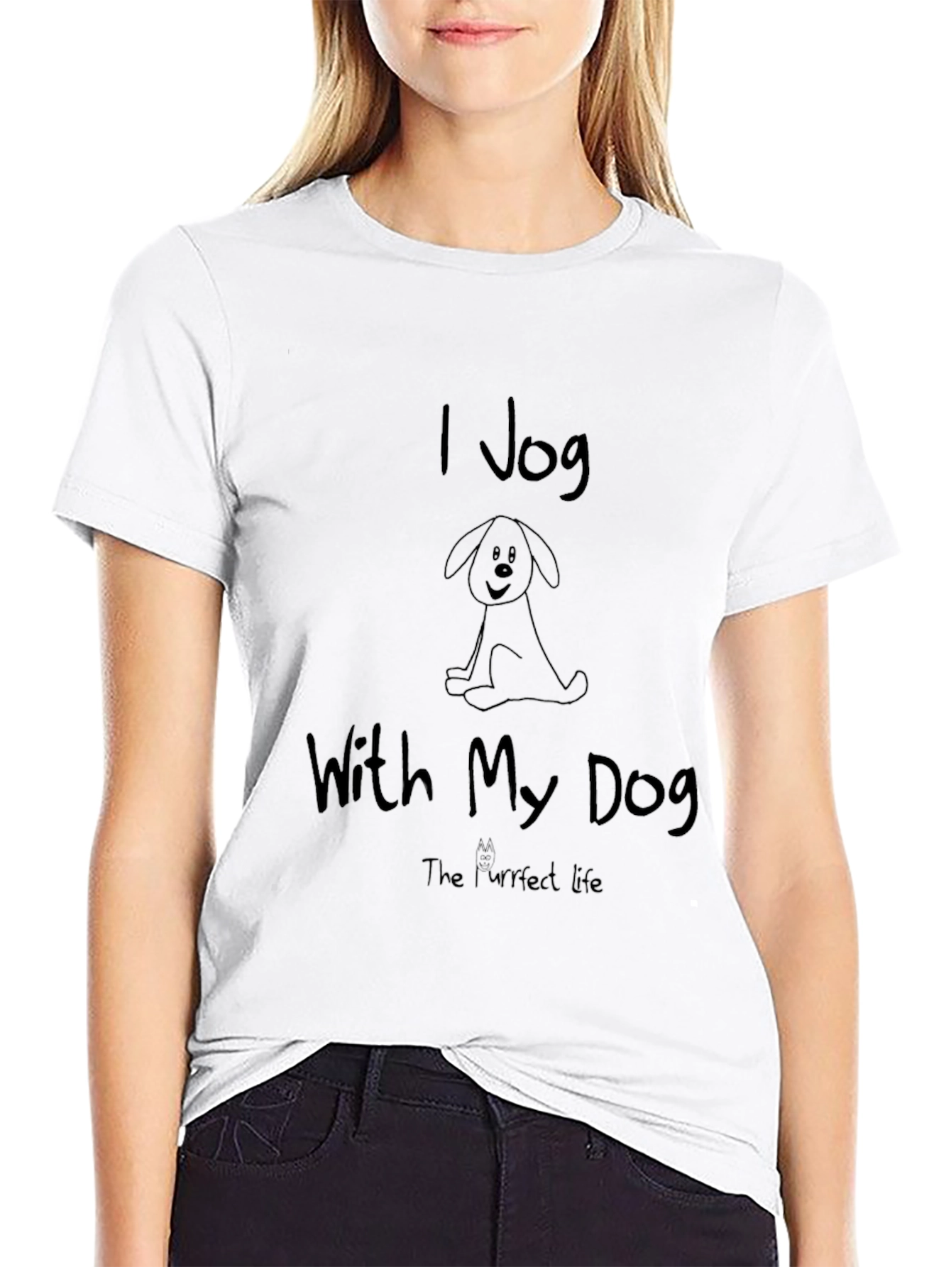 I Jog With My Dog Black T-Shirt