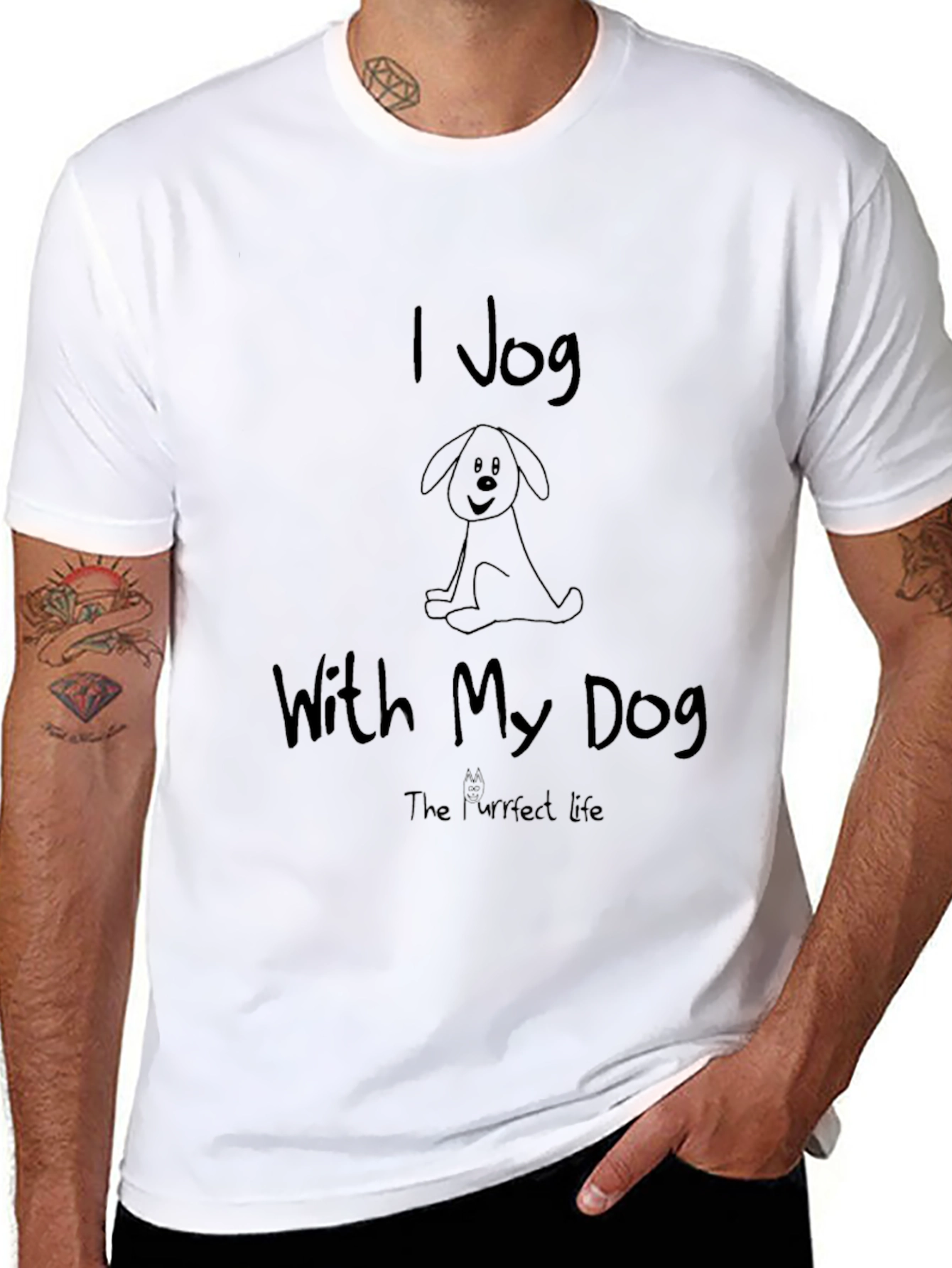 I Jog With My Dog Black T-Shirt