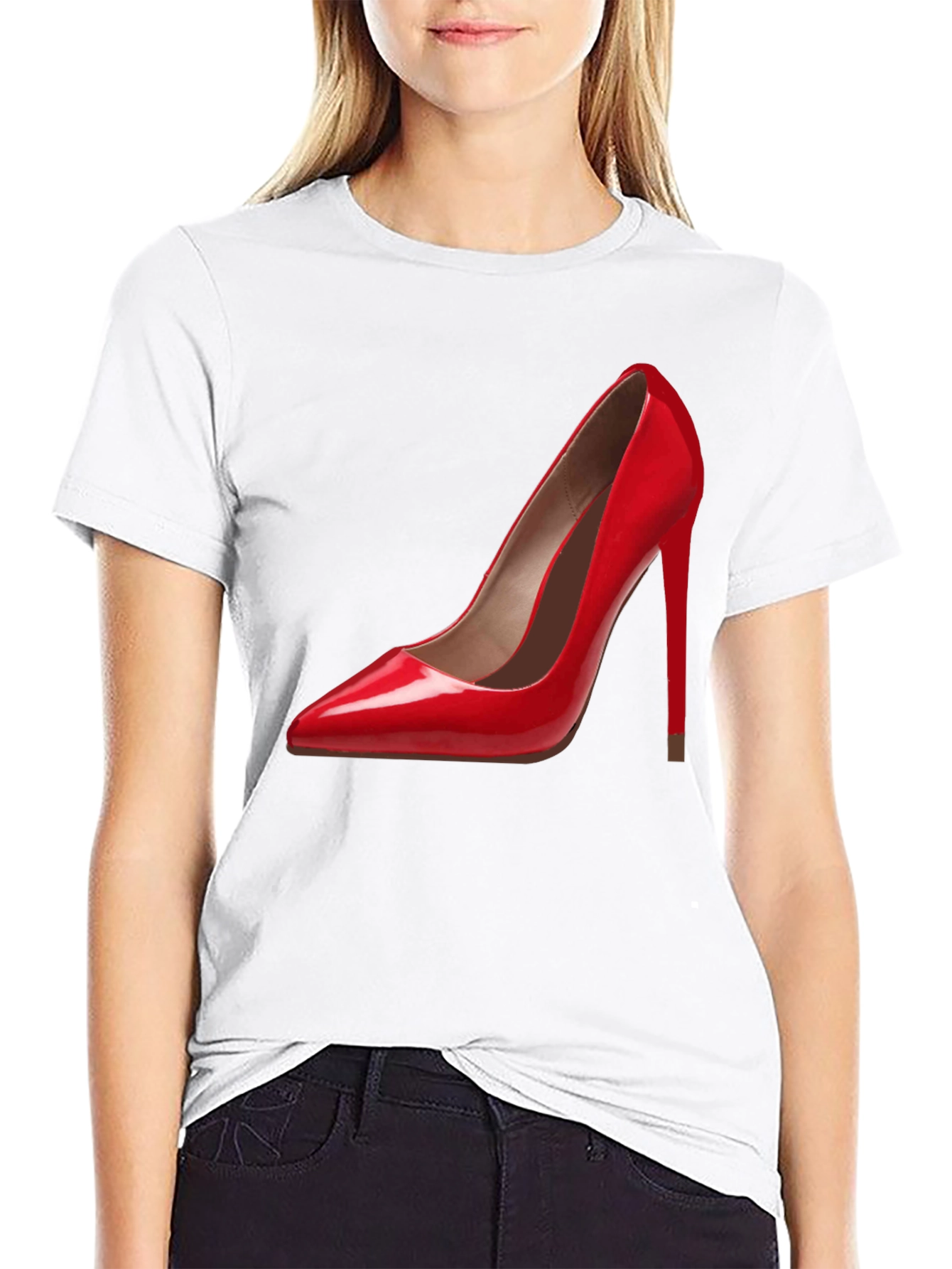 Red High Heel Graphic Tee - Fashionable & Stylish