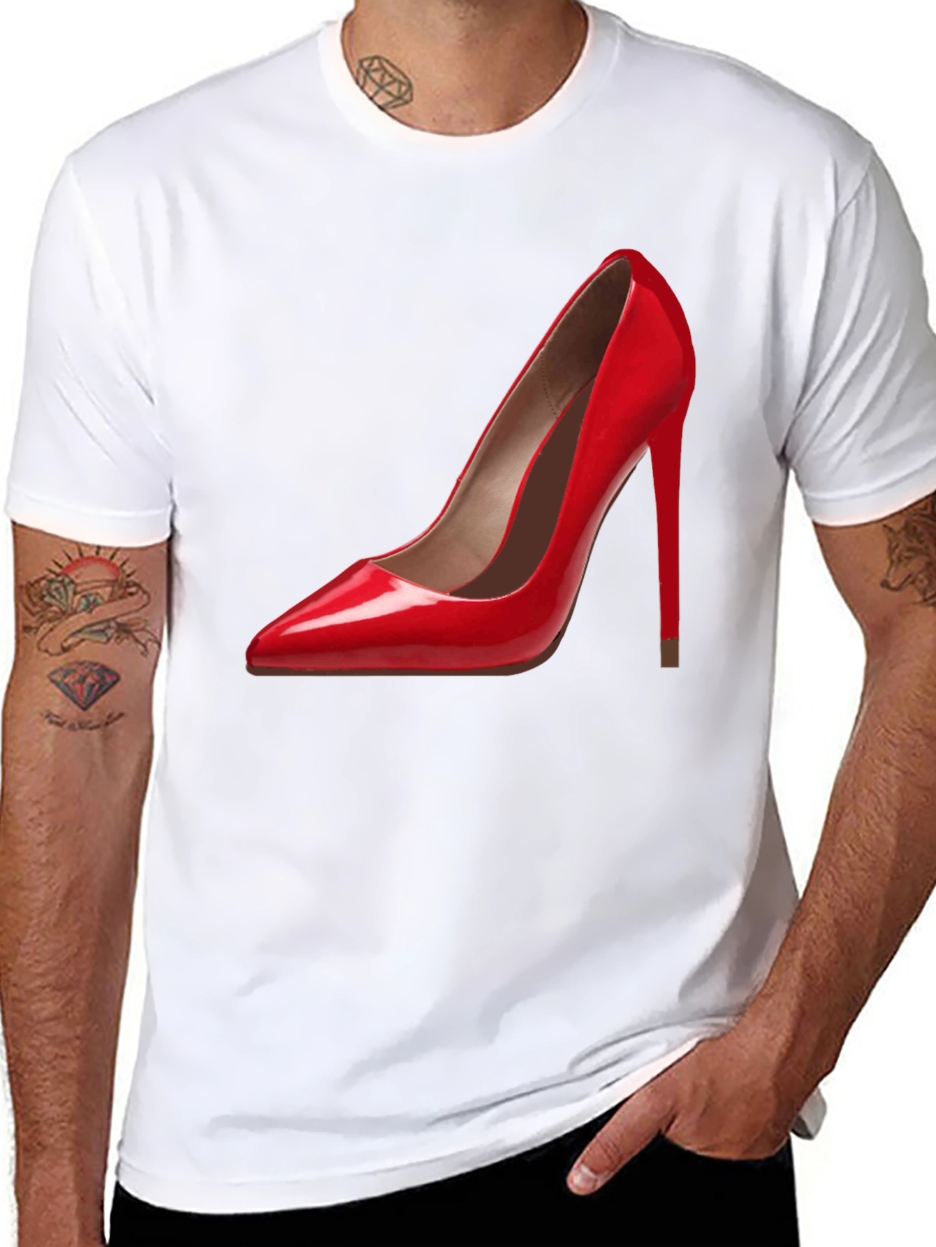 Red High Heel Graphic Tee - Fashionable & Stylish