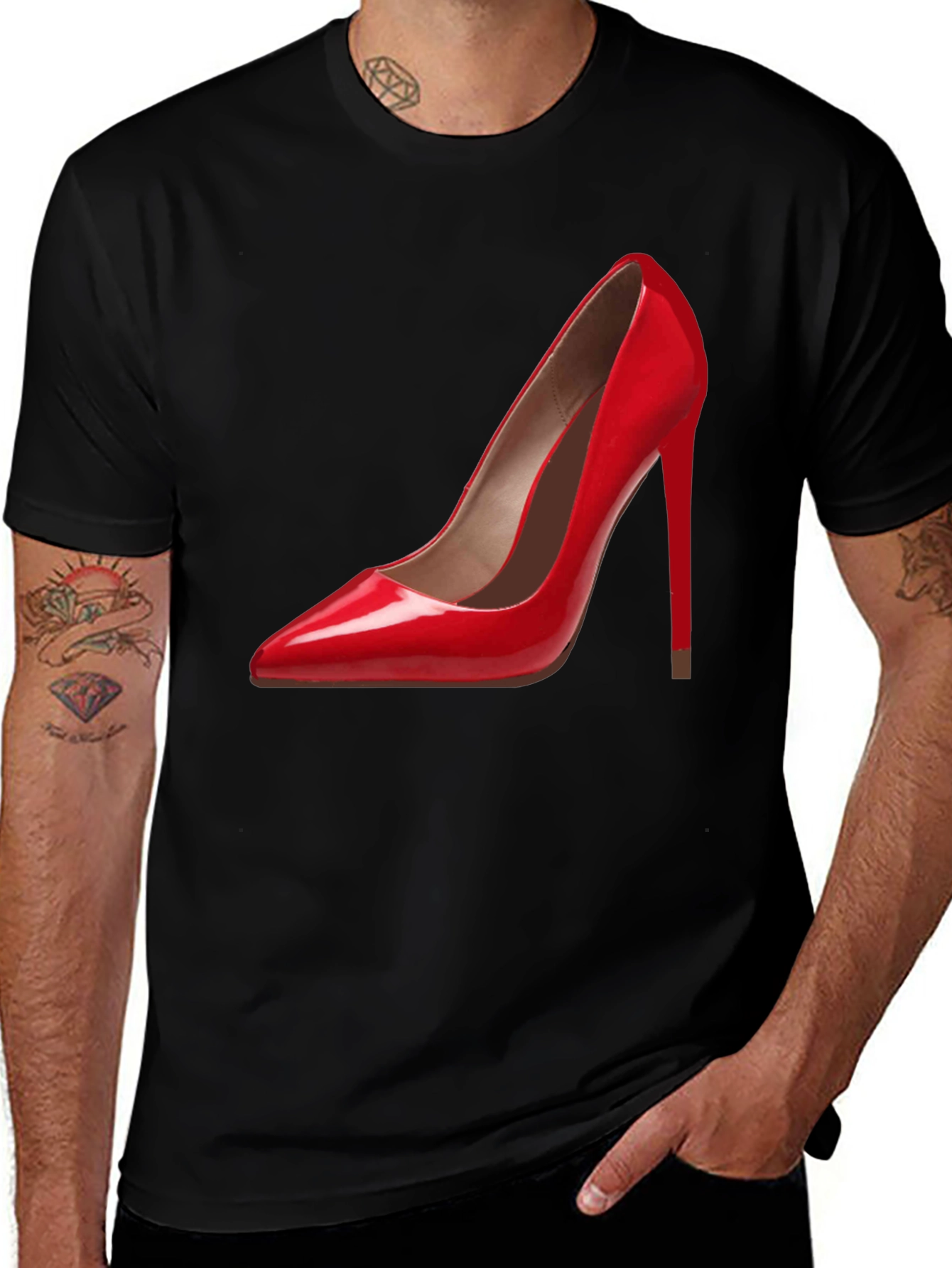 Red High Heel Graphic Tee - Fashionable & Stylish