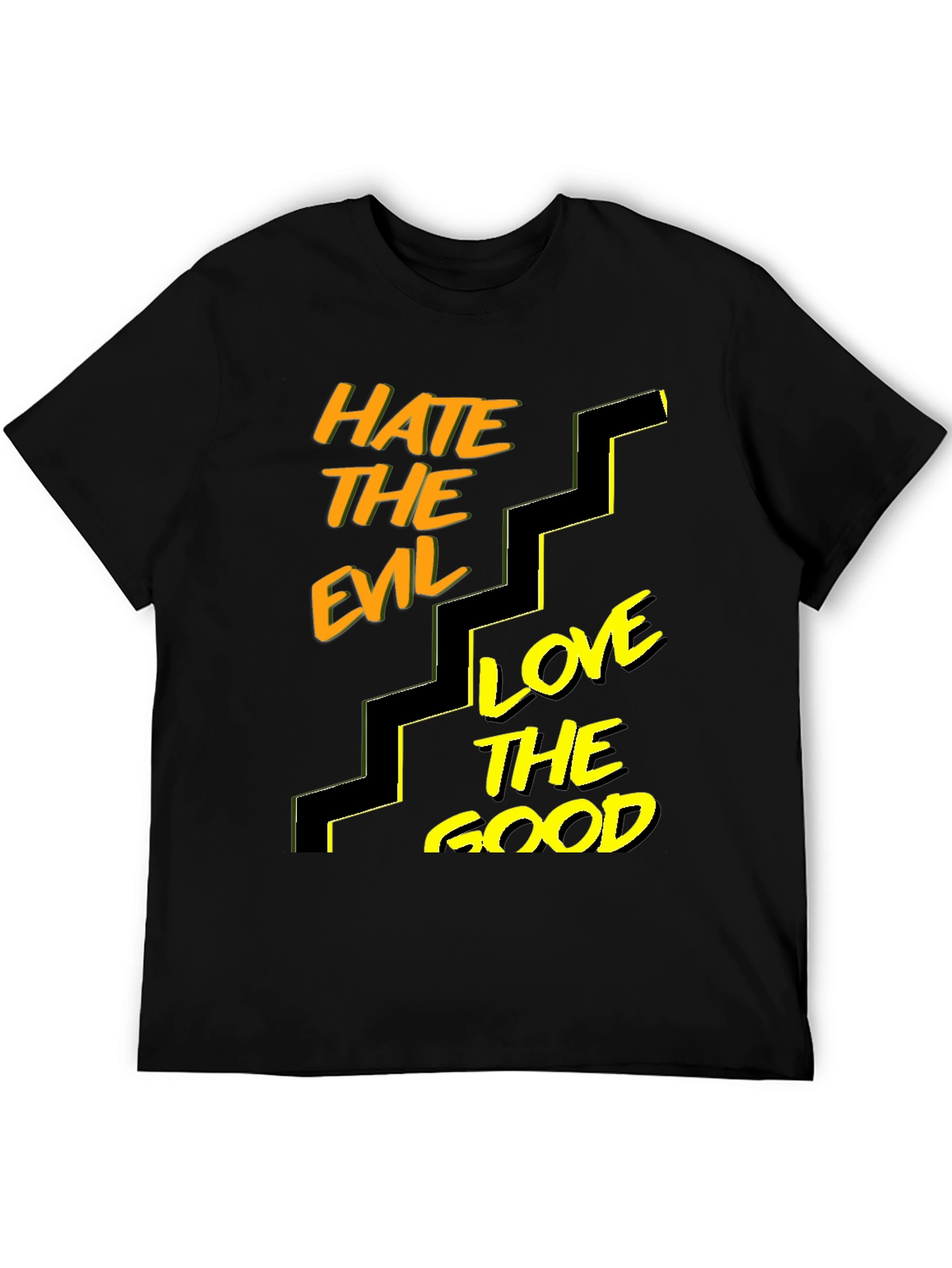 Hate Evil Love Good Graphic T-Shirt - Black