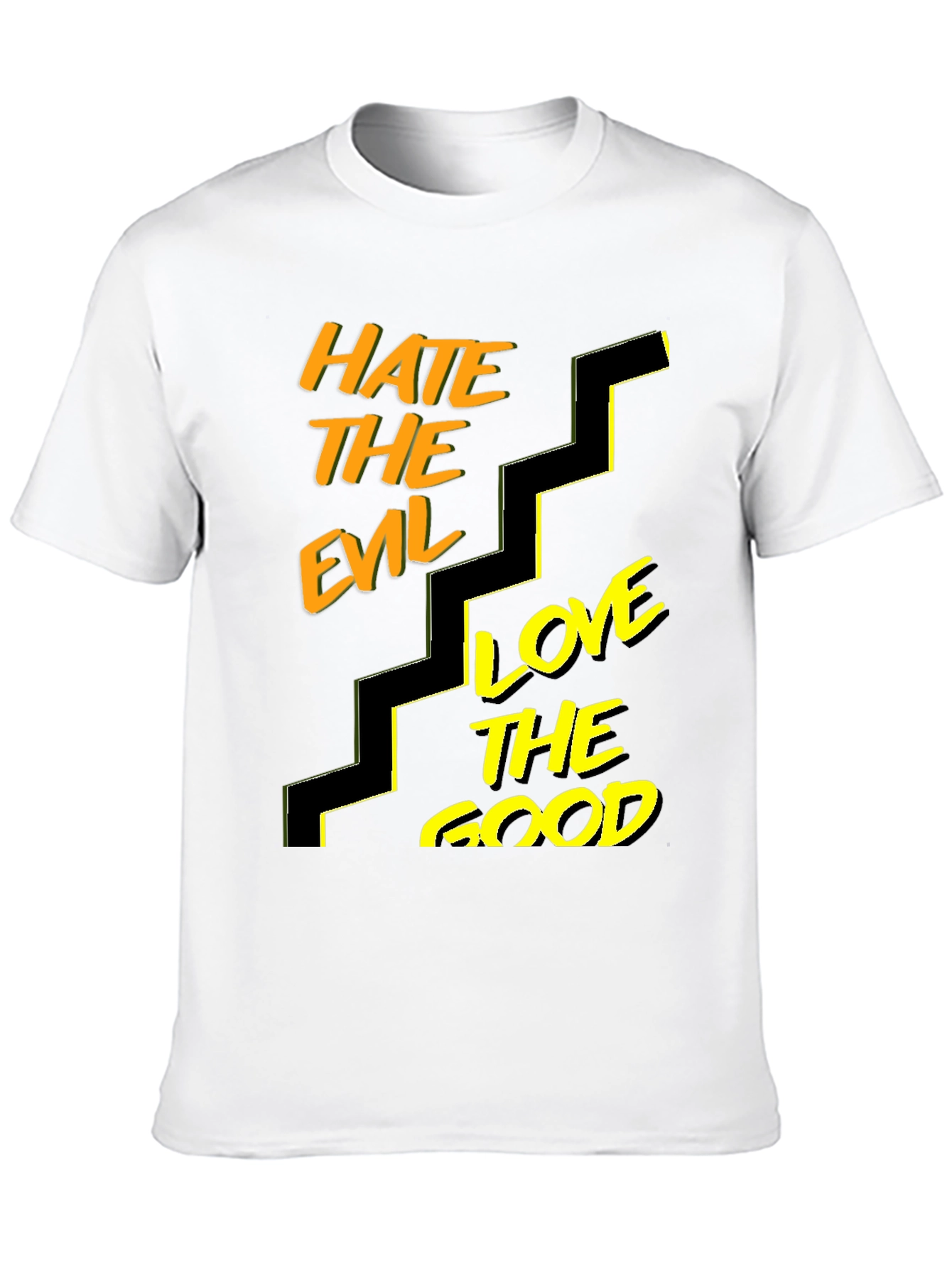 Hate Evil Love Good Graphic T-Shirt - Black