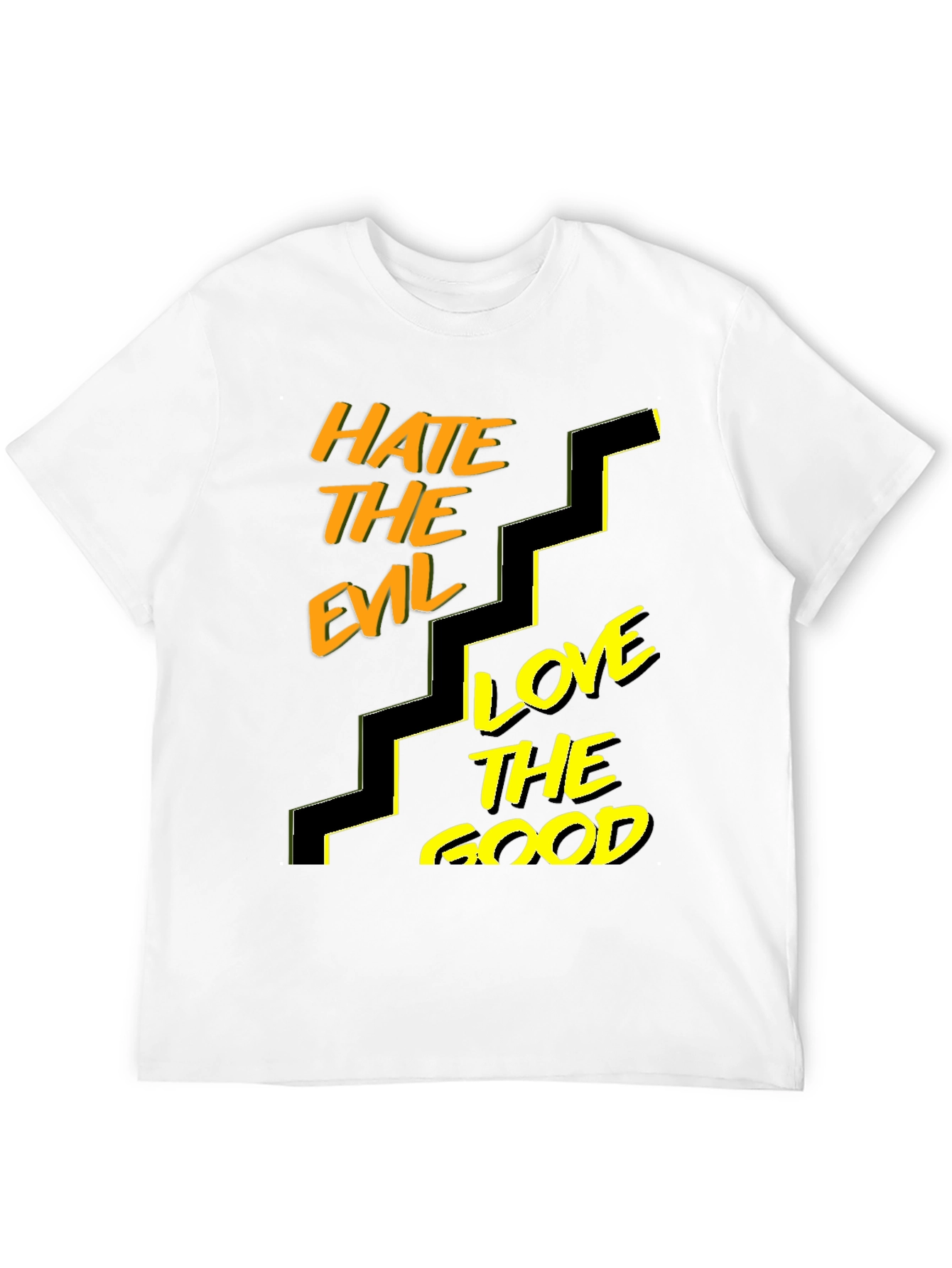 Hate Evil Love Good Graphic T-Shirt - Black