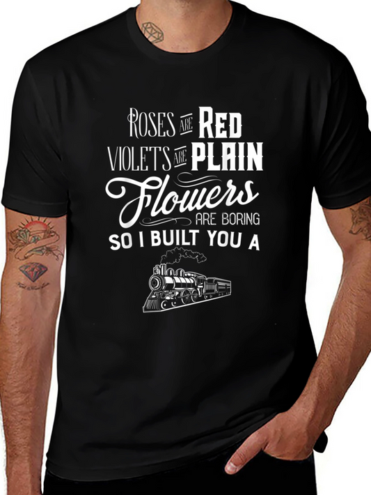 Roses are Red Train Graphic Tee - Black