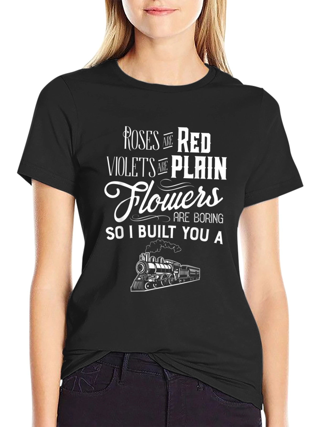 Roses are Red Train Graphic Tee - Black