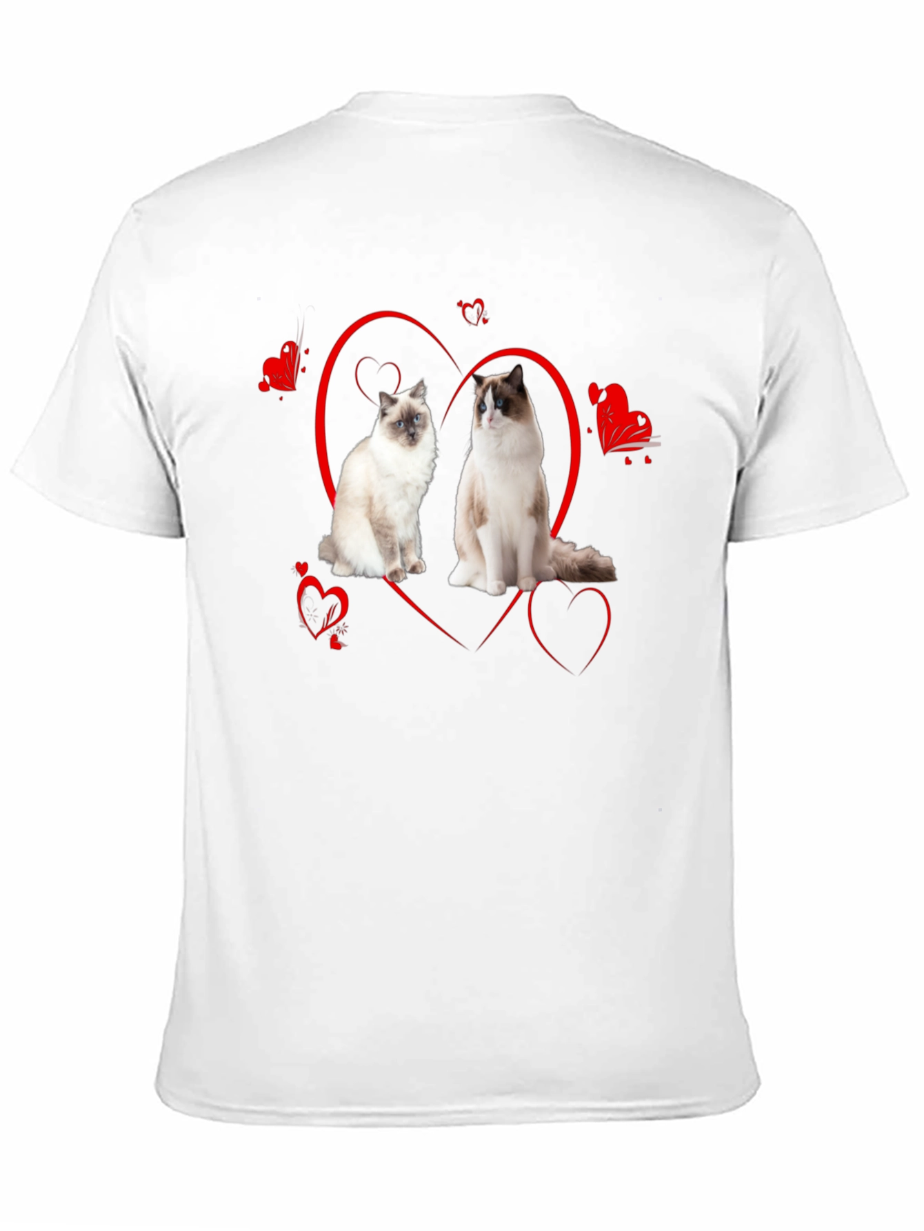 Cute Ragdoll Cats Heart Valentines Day Black T-Shirt