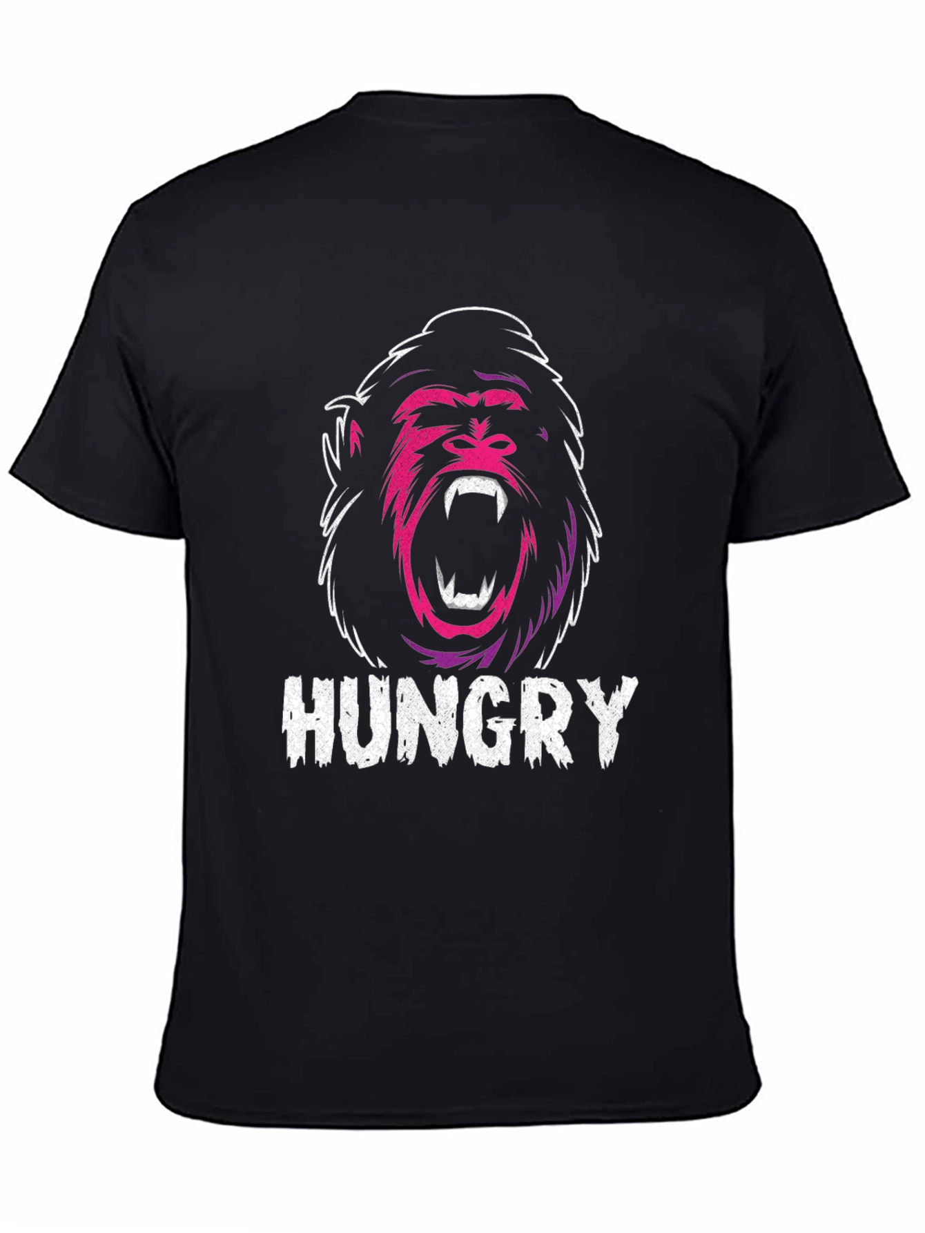 Hungry Gorilla Graphic Tee - Black Cotton T-Shirt