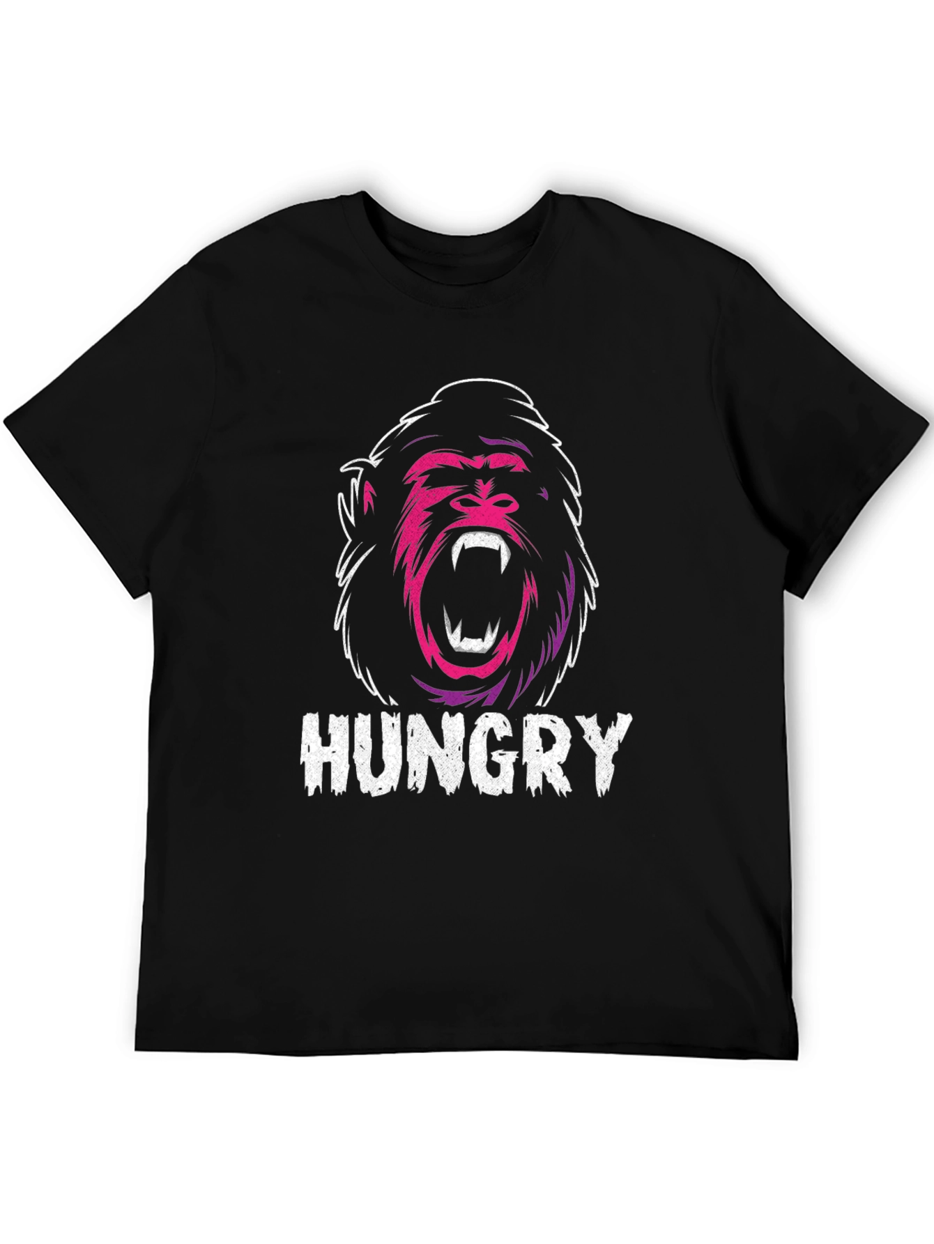 Hungry Gorilla Graphic Tee - Black Cotton T-Shirt