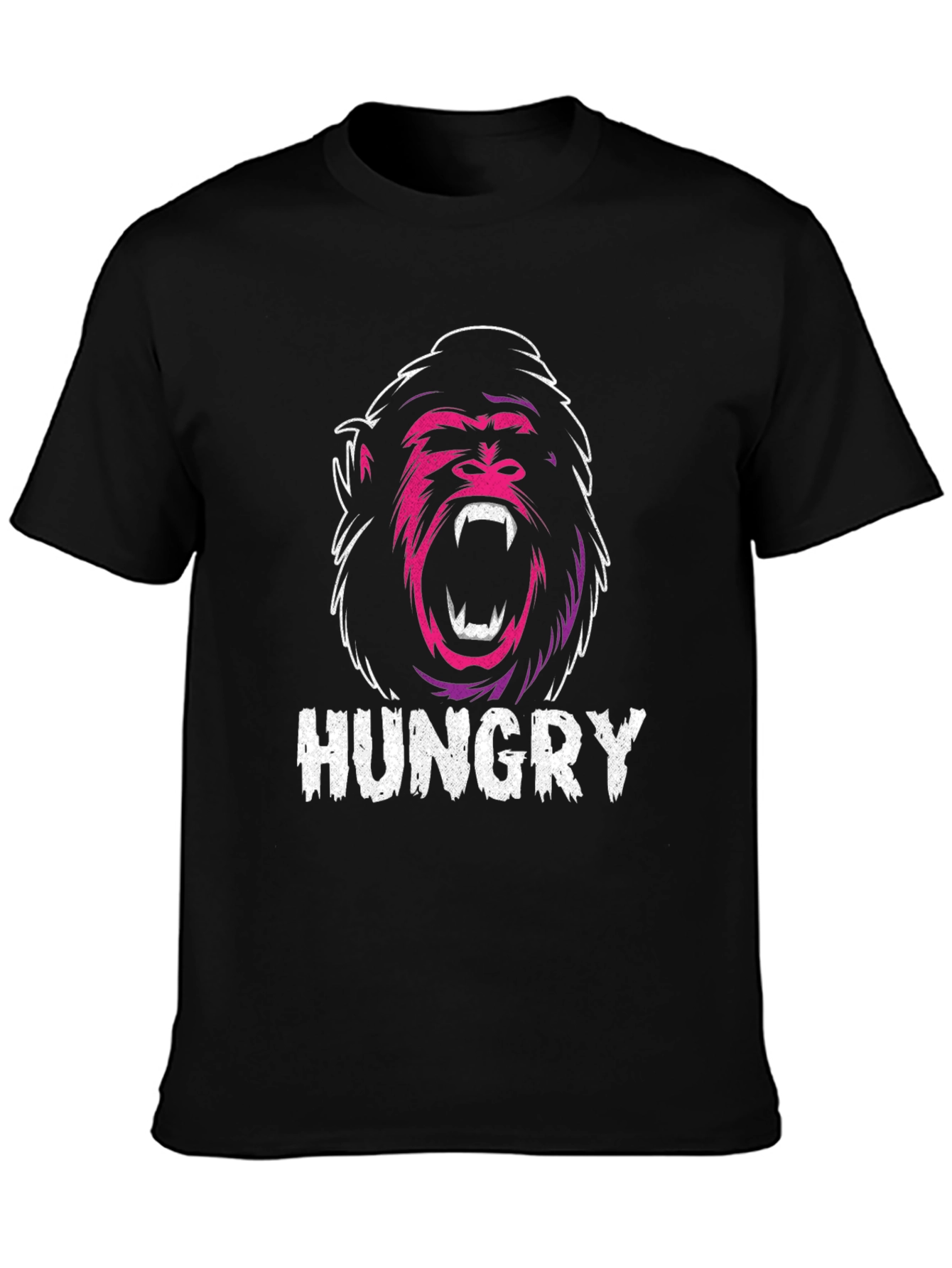 Hungry Gorilla Graphic Tee - Black Cotton T-Shirt