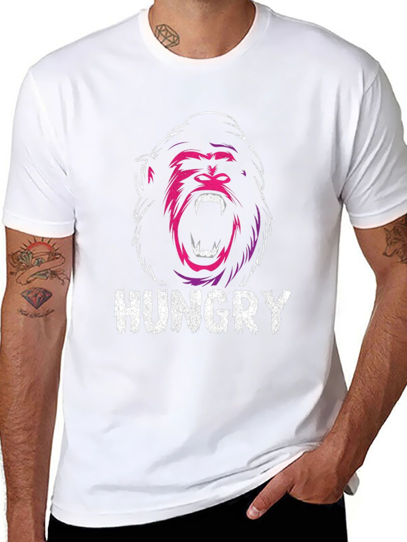 Hungry Gorilla Graphic Tee - Black Cotton T-Shirt