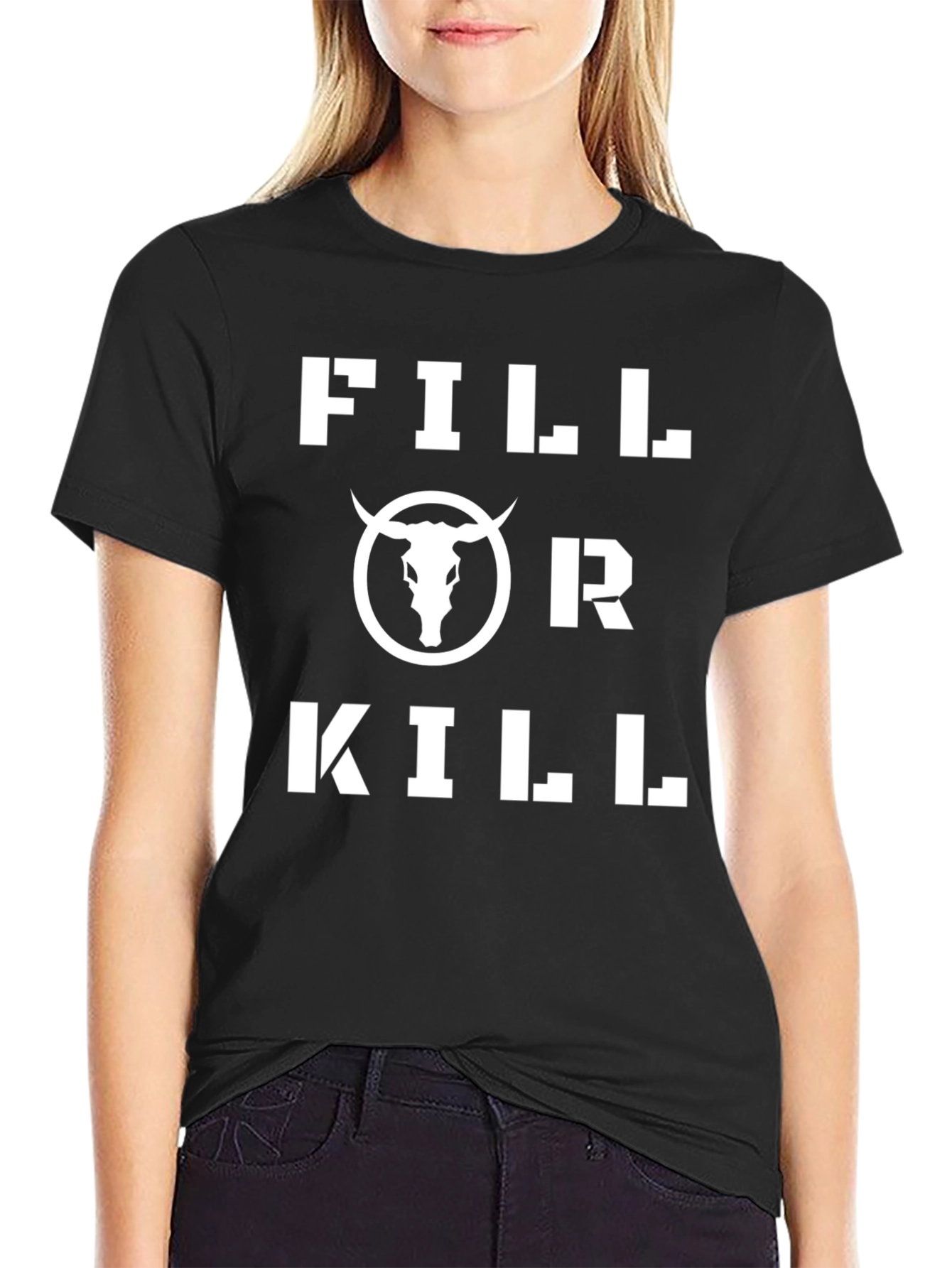 Fill or Kill Bull Graphic Black T-Shirt