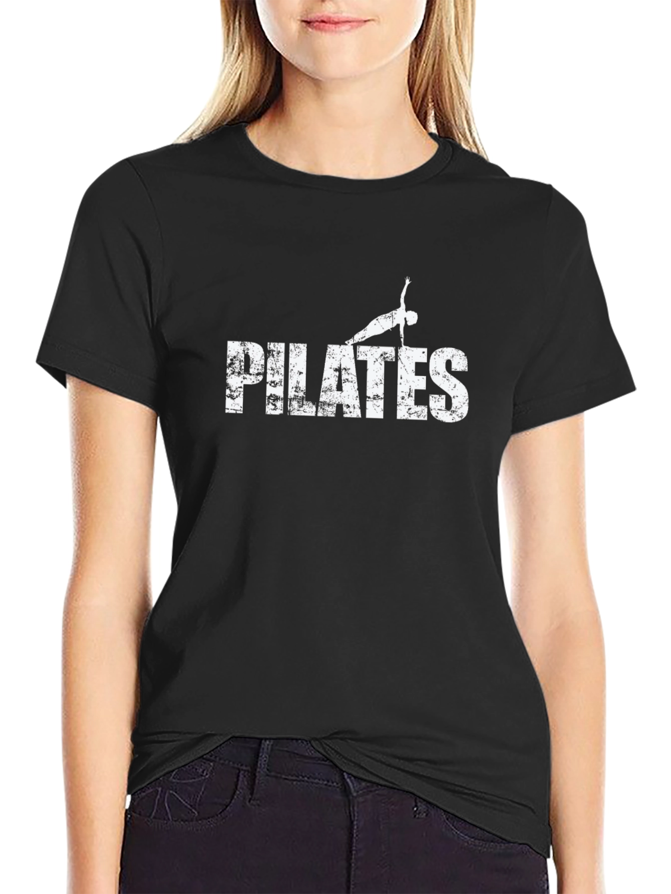 Pilates Graphic Print Black T-Shirt