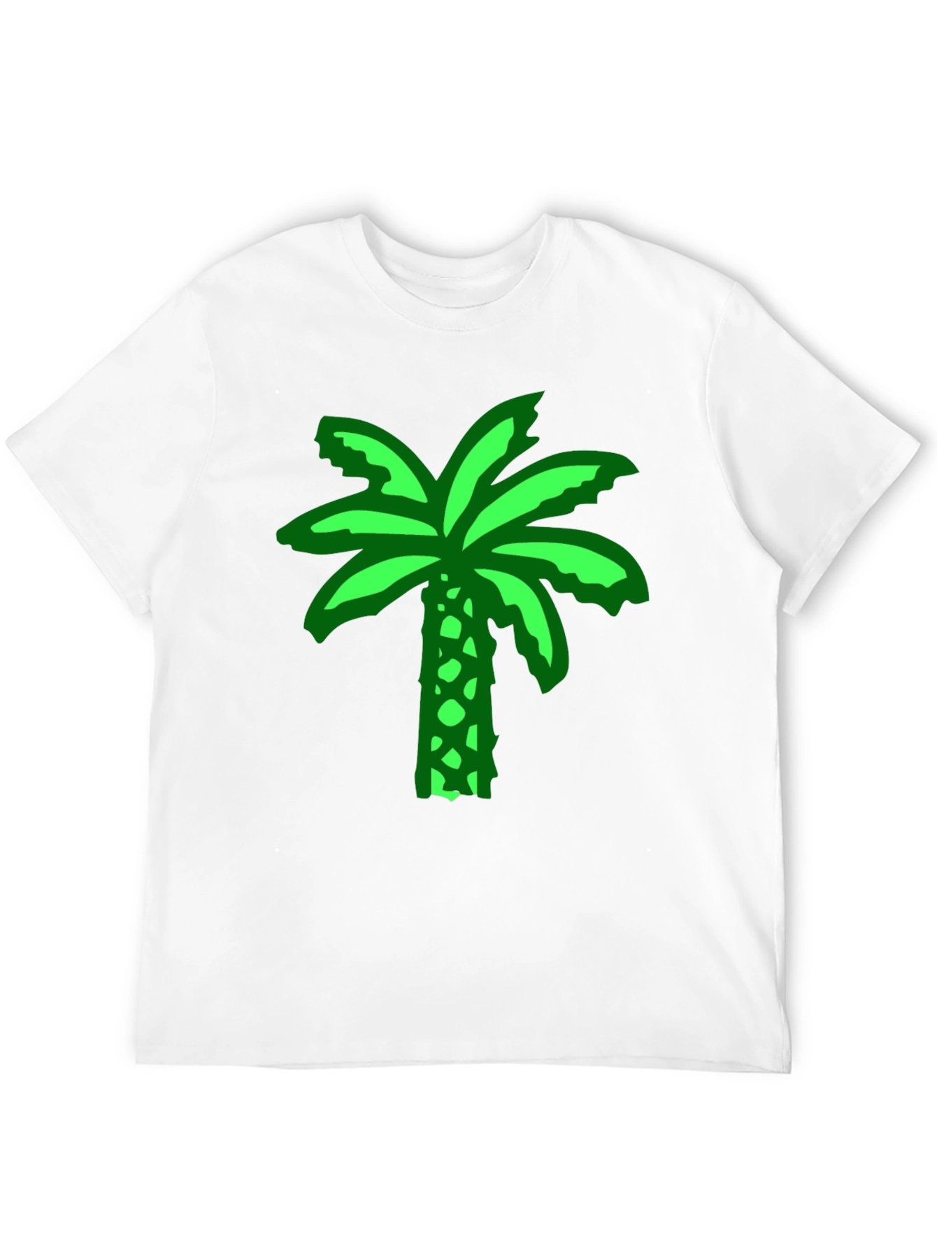 Green Palm Tree Graphic Black T-Shirt