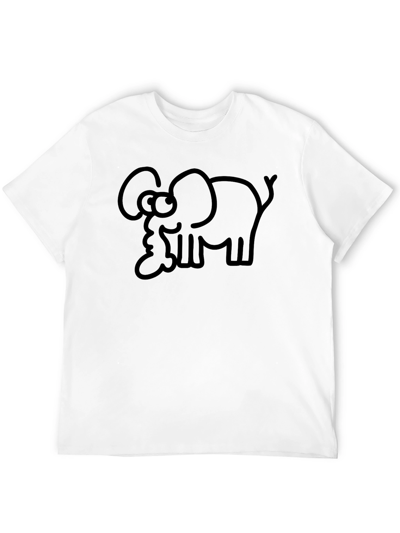 Cartoon Elephant Graphic Tee - Black T-Shirt