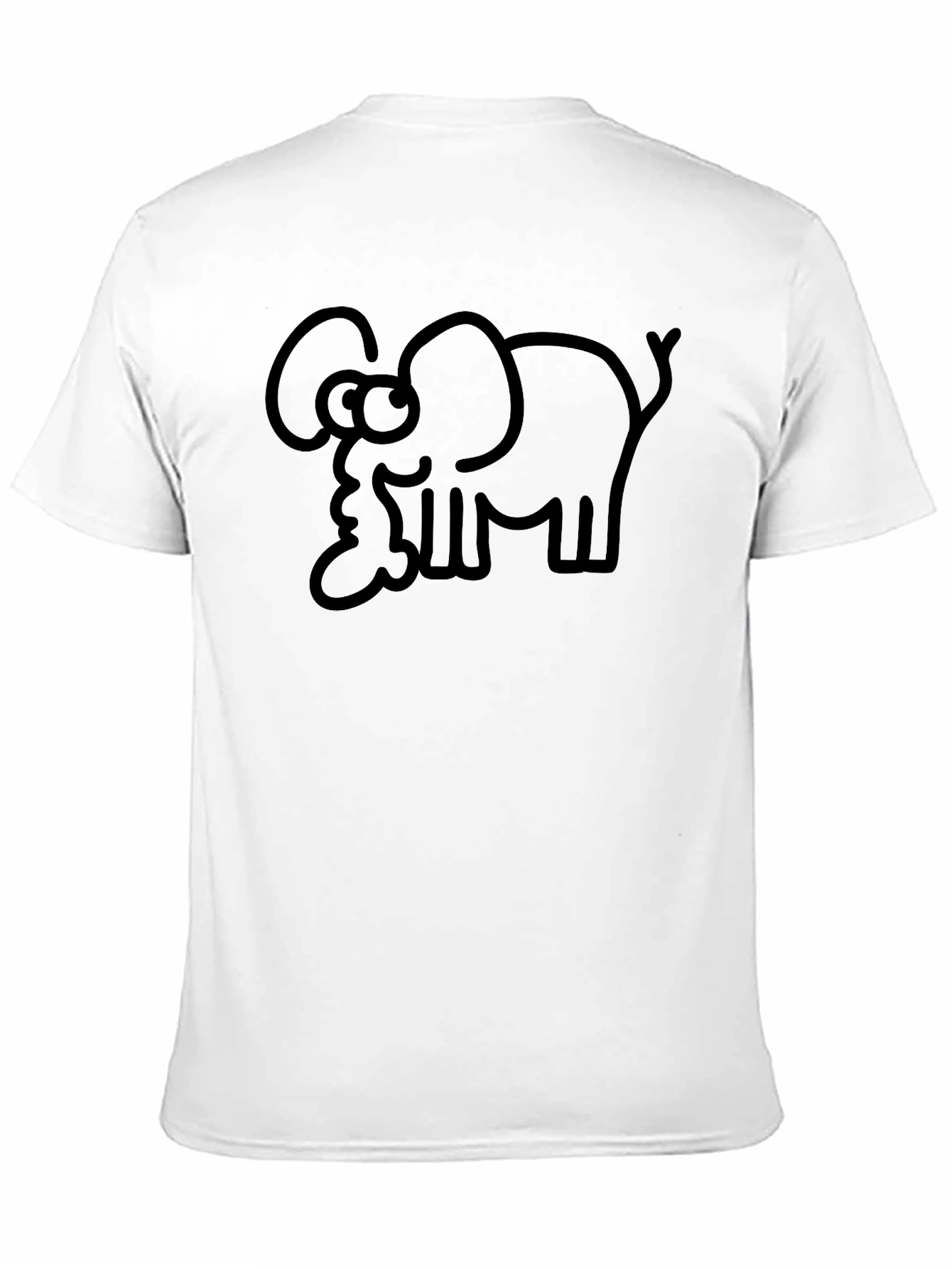Cartoon Elephant Graphic Tee - Black T-Shirt