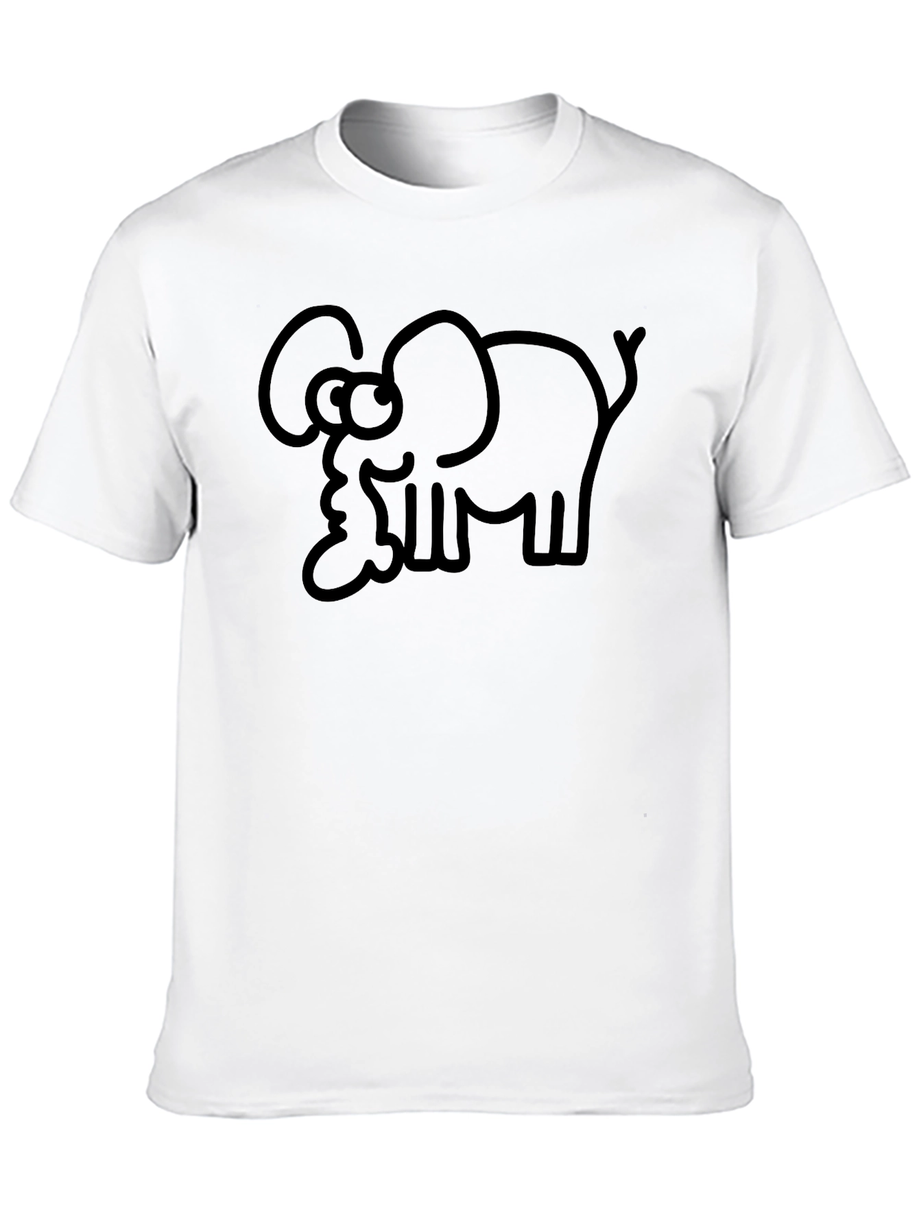 Cartoon Elephant Graphic Tee - Black T-Shirt