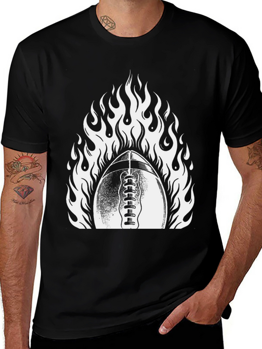 Fiery Football Graphic Tee - Black