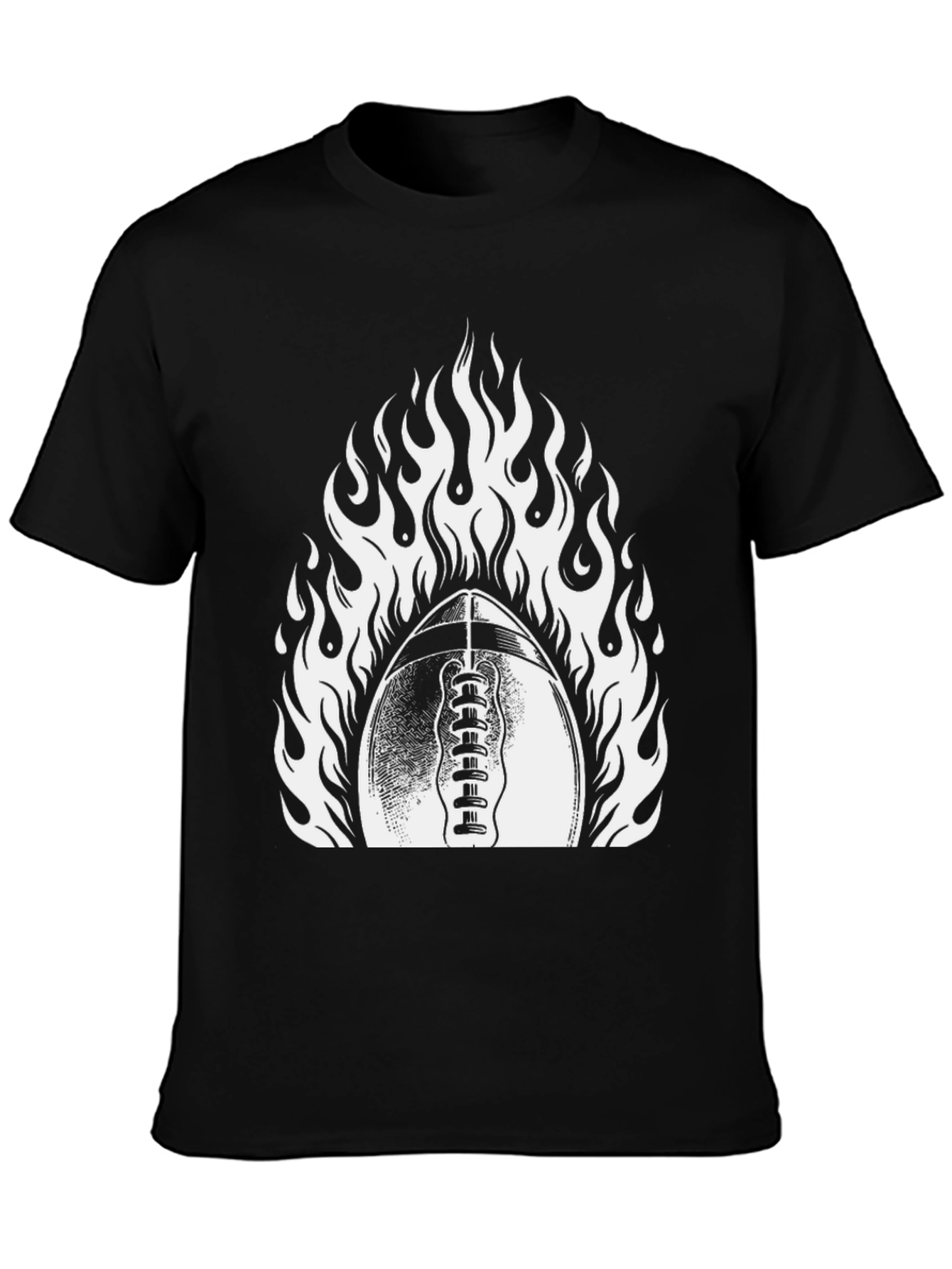 Fiery Football Graphic Tee - Black