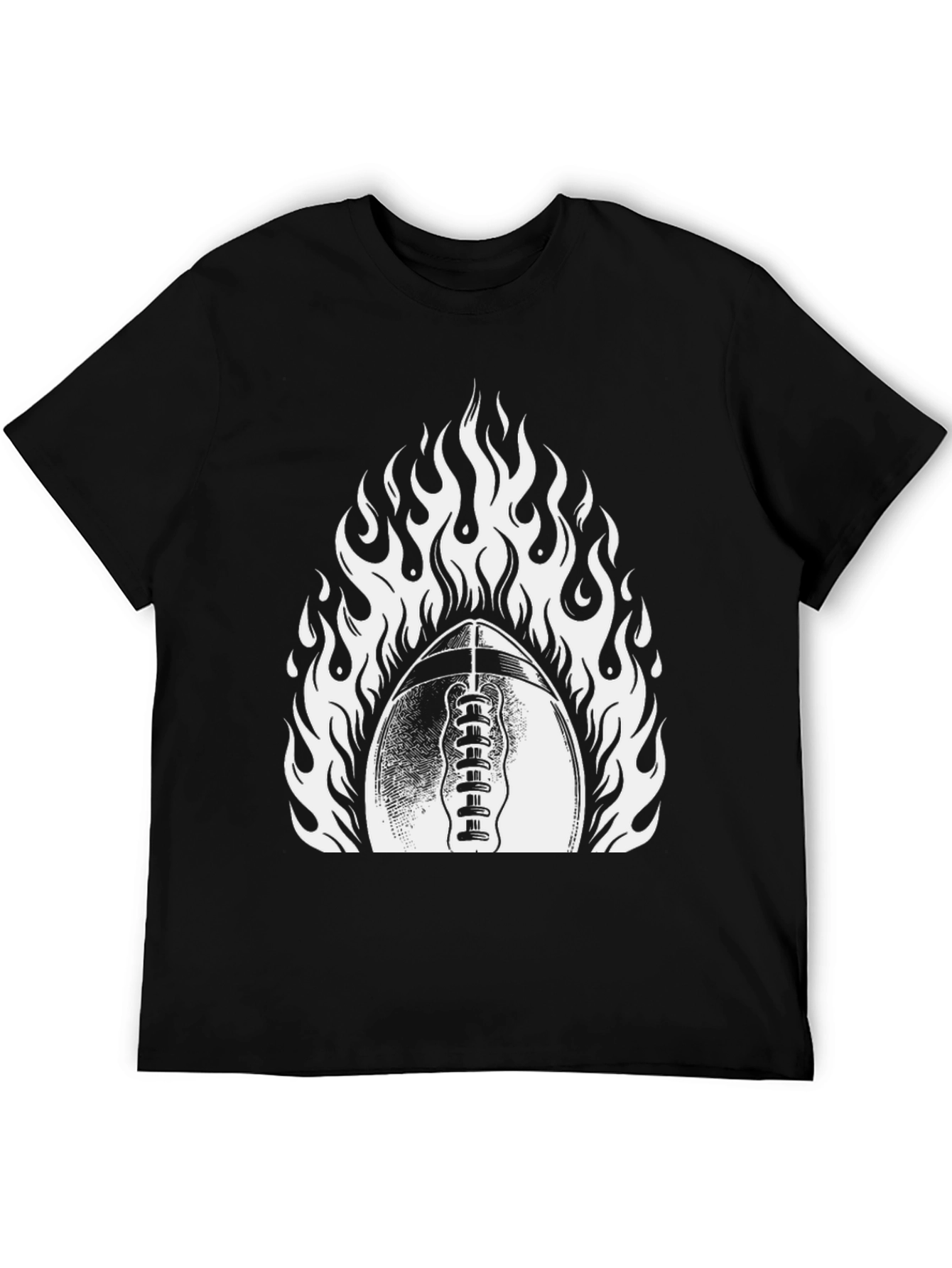 Fiery Football Graphic Tee - Black