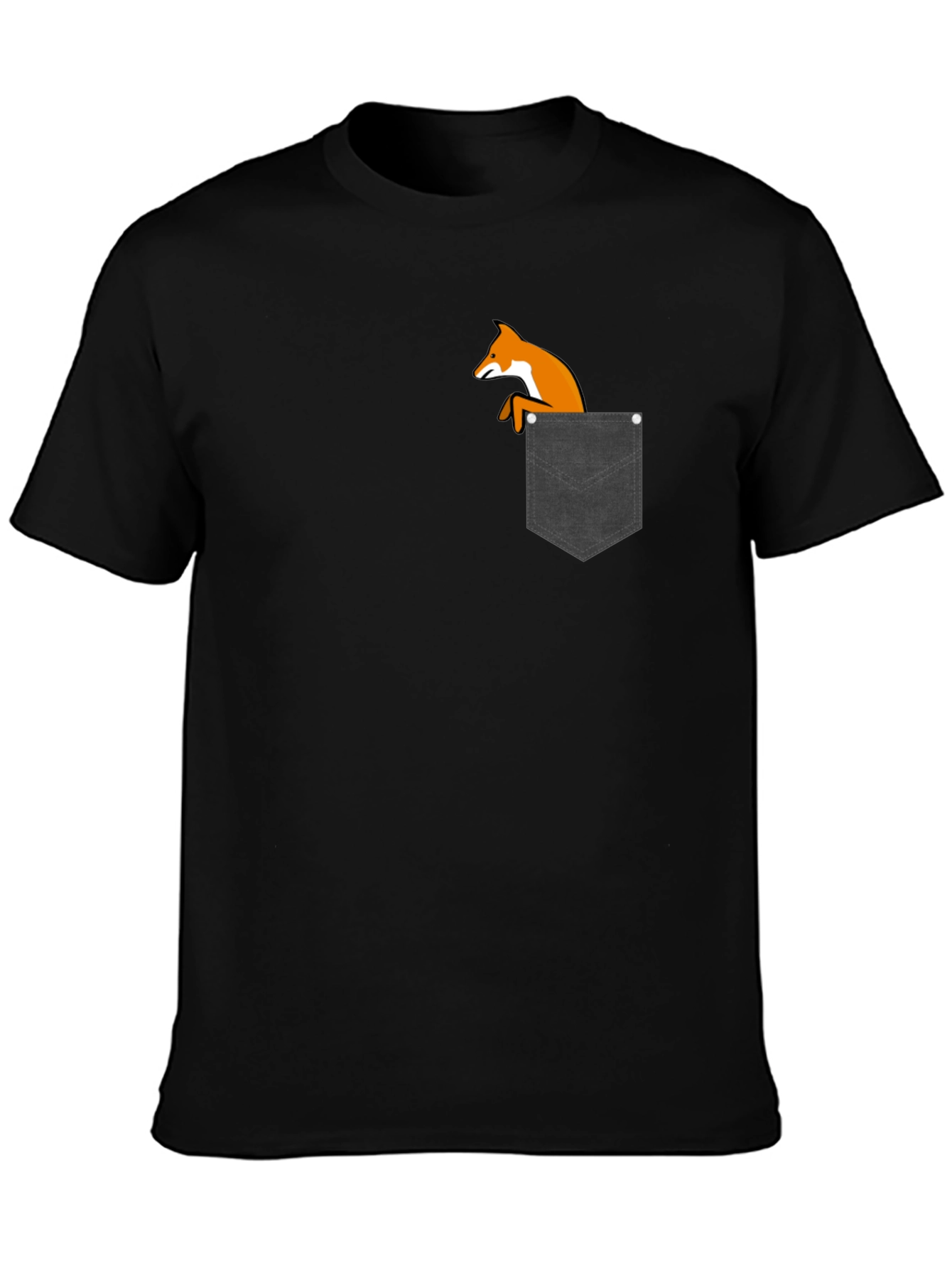 Fox in Pocket Black T-Shirt
