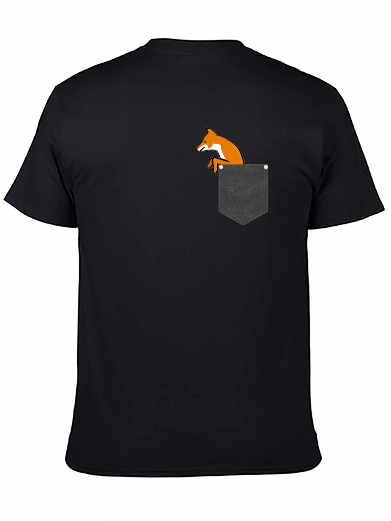 Fox in Pocket Black T-Shirt