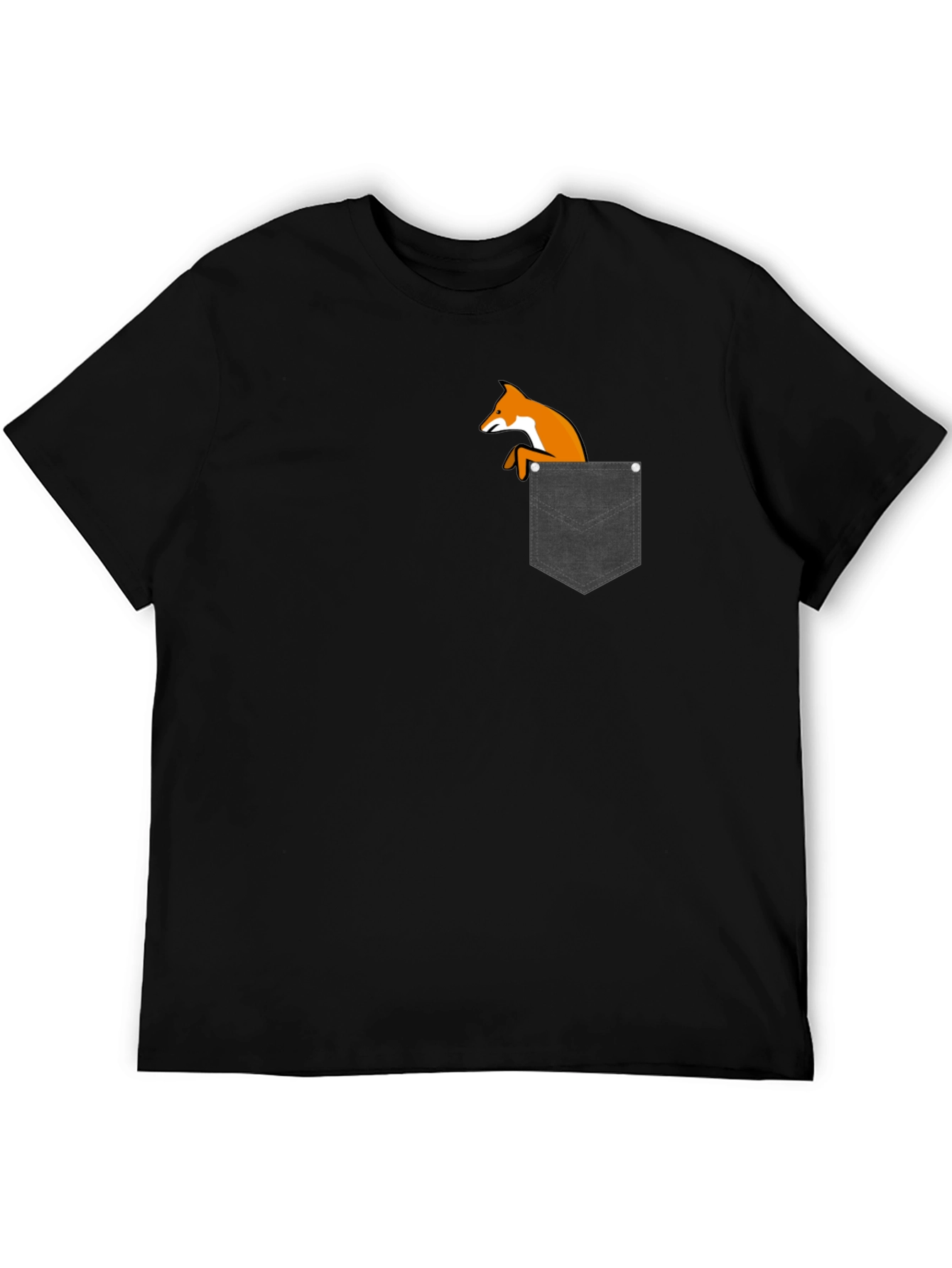 Fox in Pocket Black T-Shirt