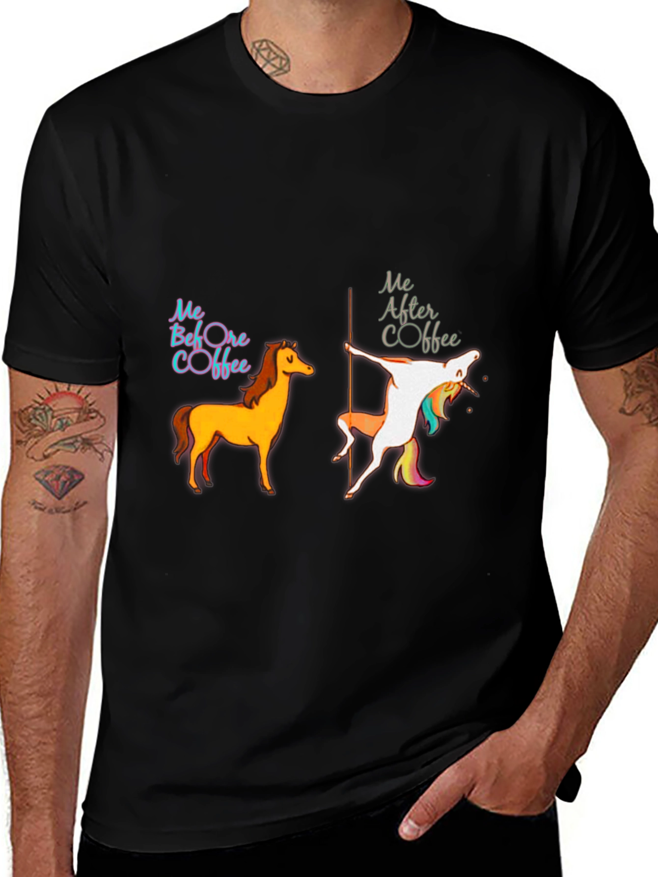 Funny Before & After Coffee Graphic T-Shirt