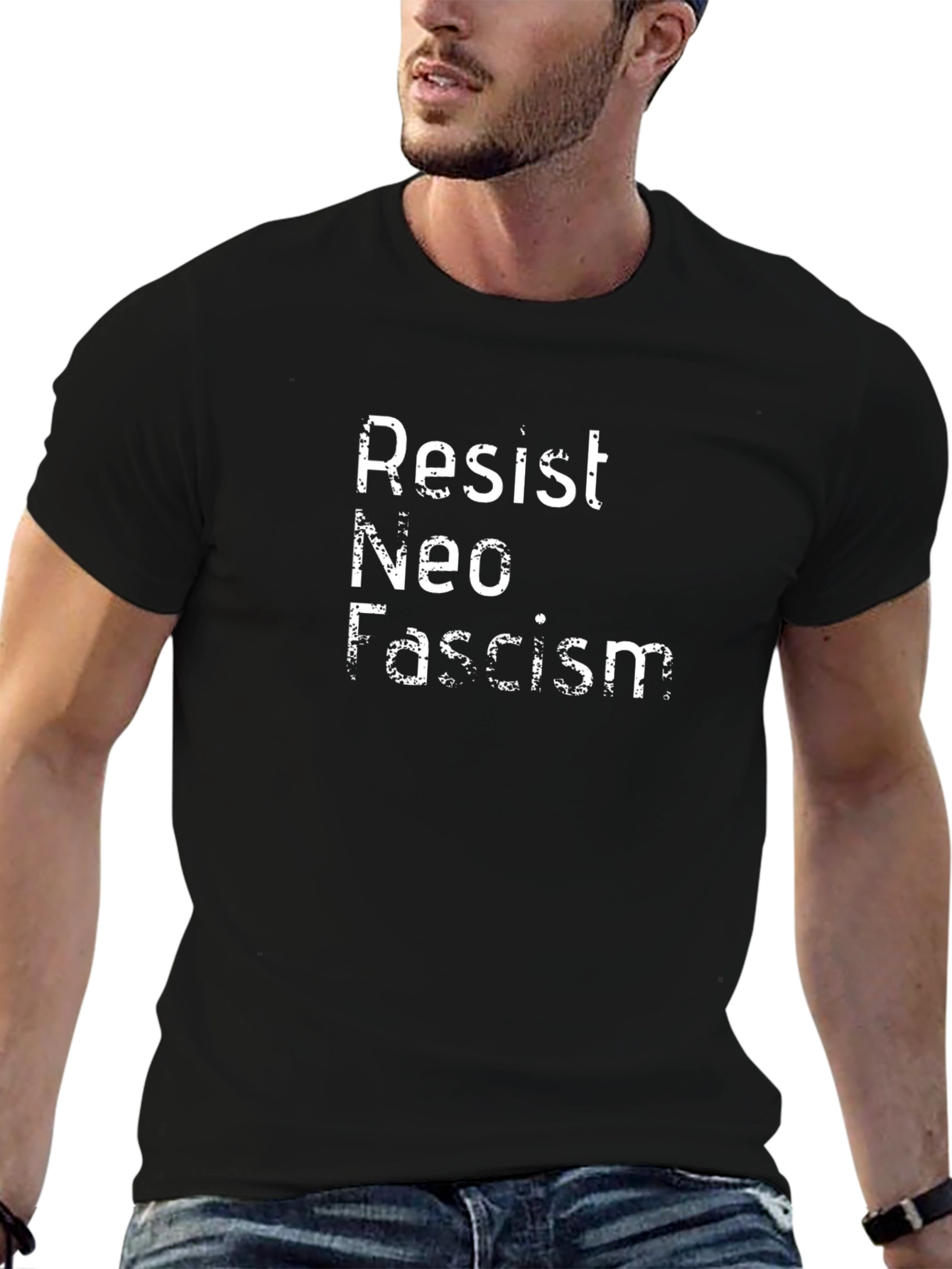 Resist Neo Fascism Black Graphic T-Shirt